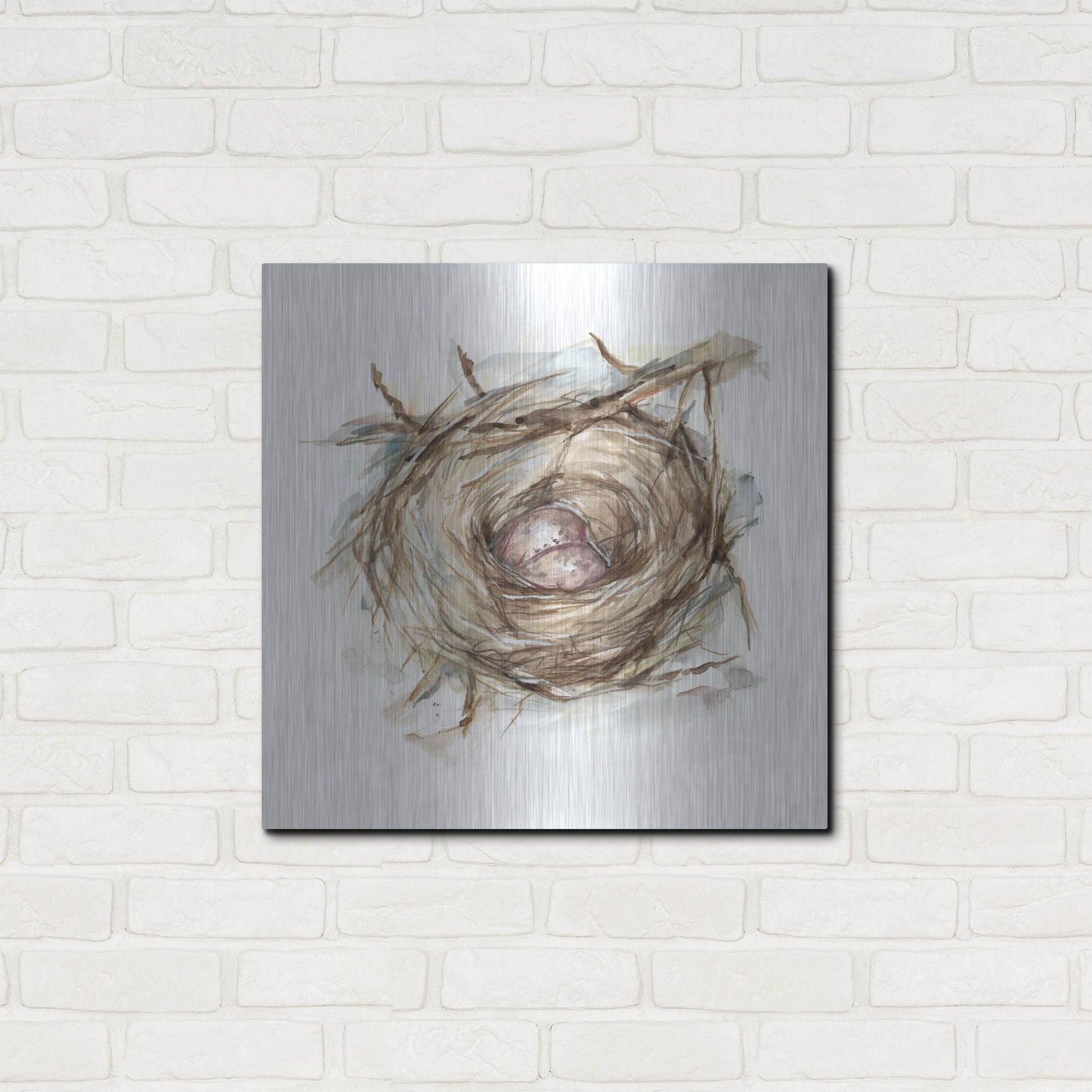 Luxe Metal Art 'Bird Nest Study IV' by Ethan Harper, Metal Wall Art,24x24