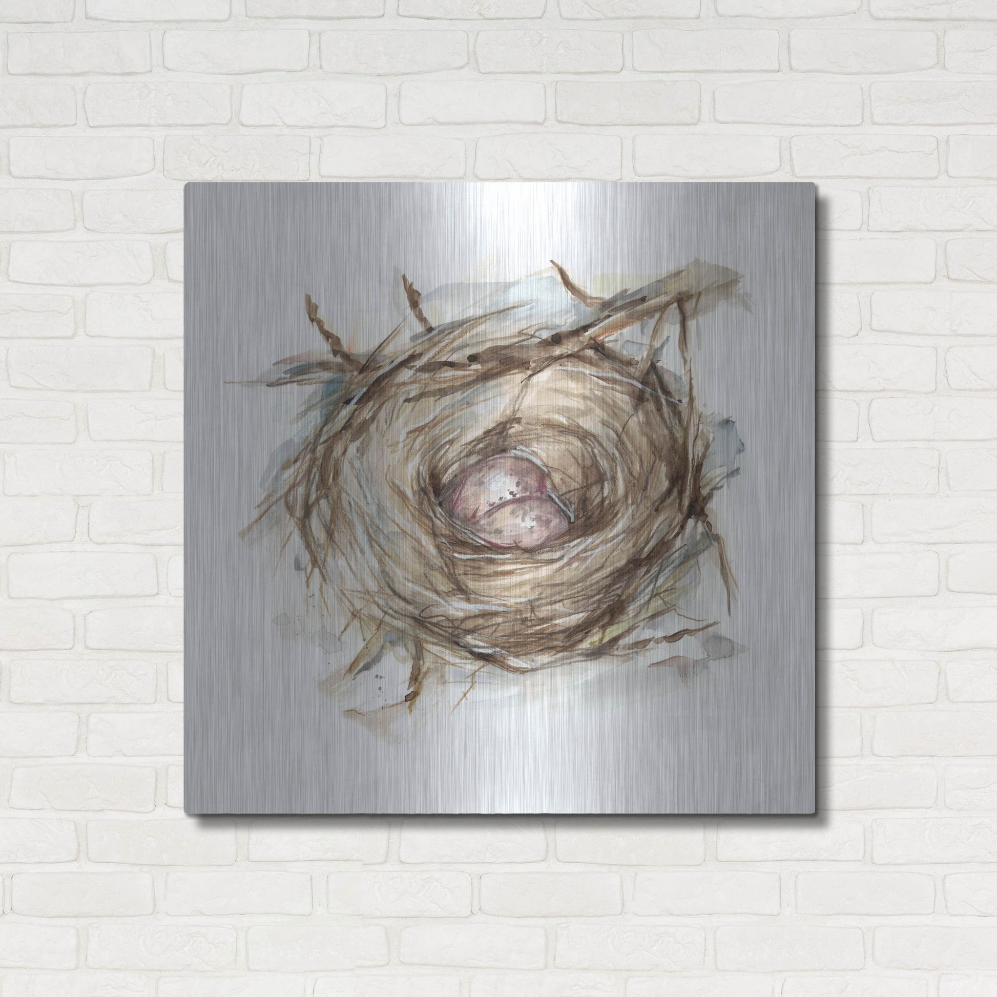 Luxe Metal Art 'Bird Nest Study IV' by Ethan Harper, Metal Wall Art,36x36