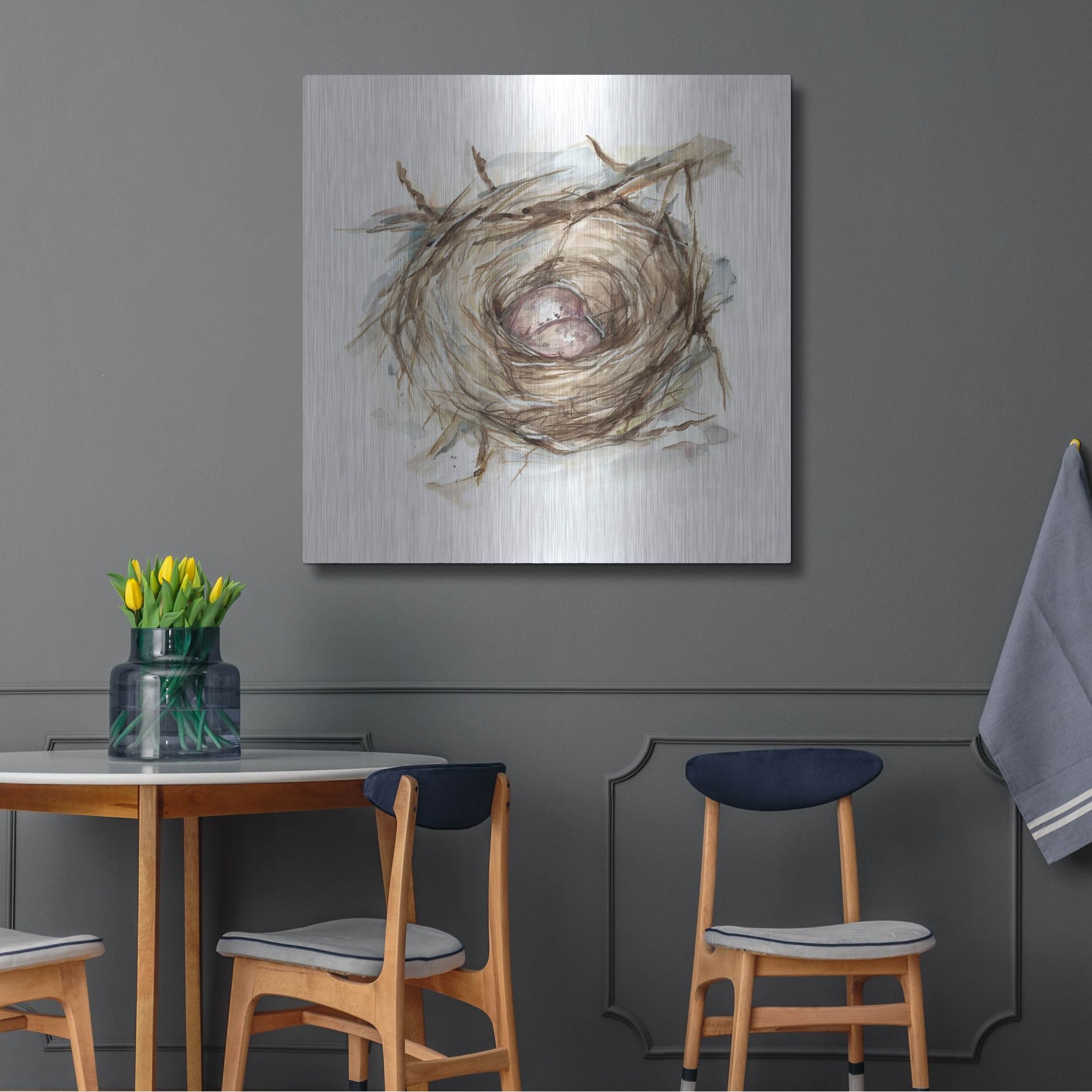 Luxe Metal Art 'Bird Nest Study IV' by Ethan Harper, Metal Wall Art,36x36