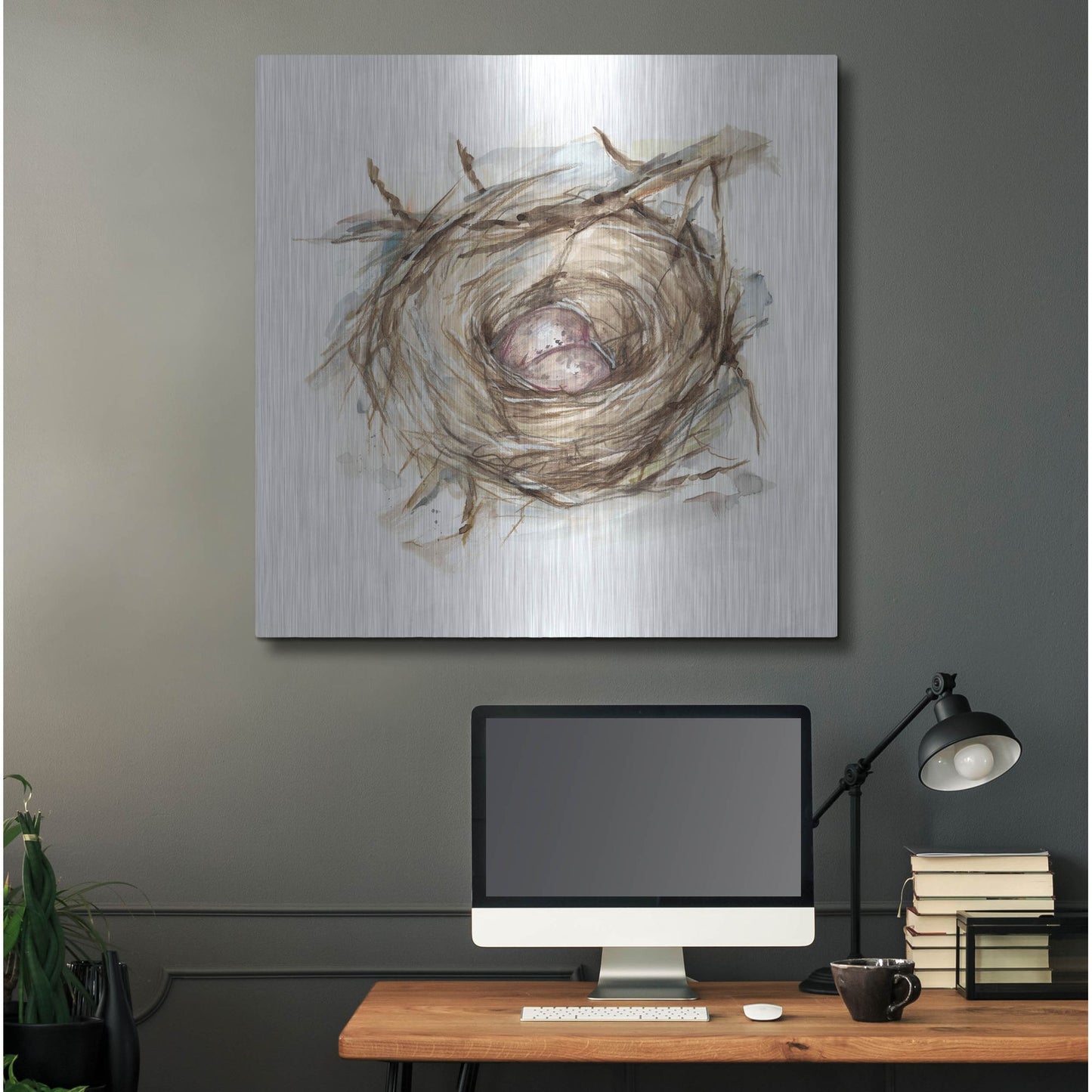 Luxe Metal Art 'Bird Nest Study IV' by Ethan Harper, Metal Wall Art,36x36