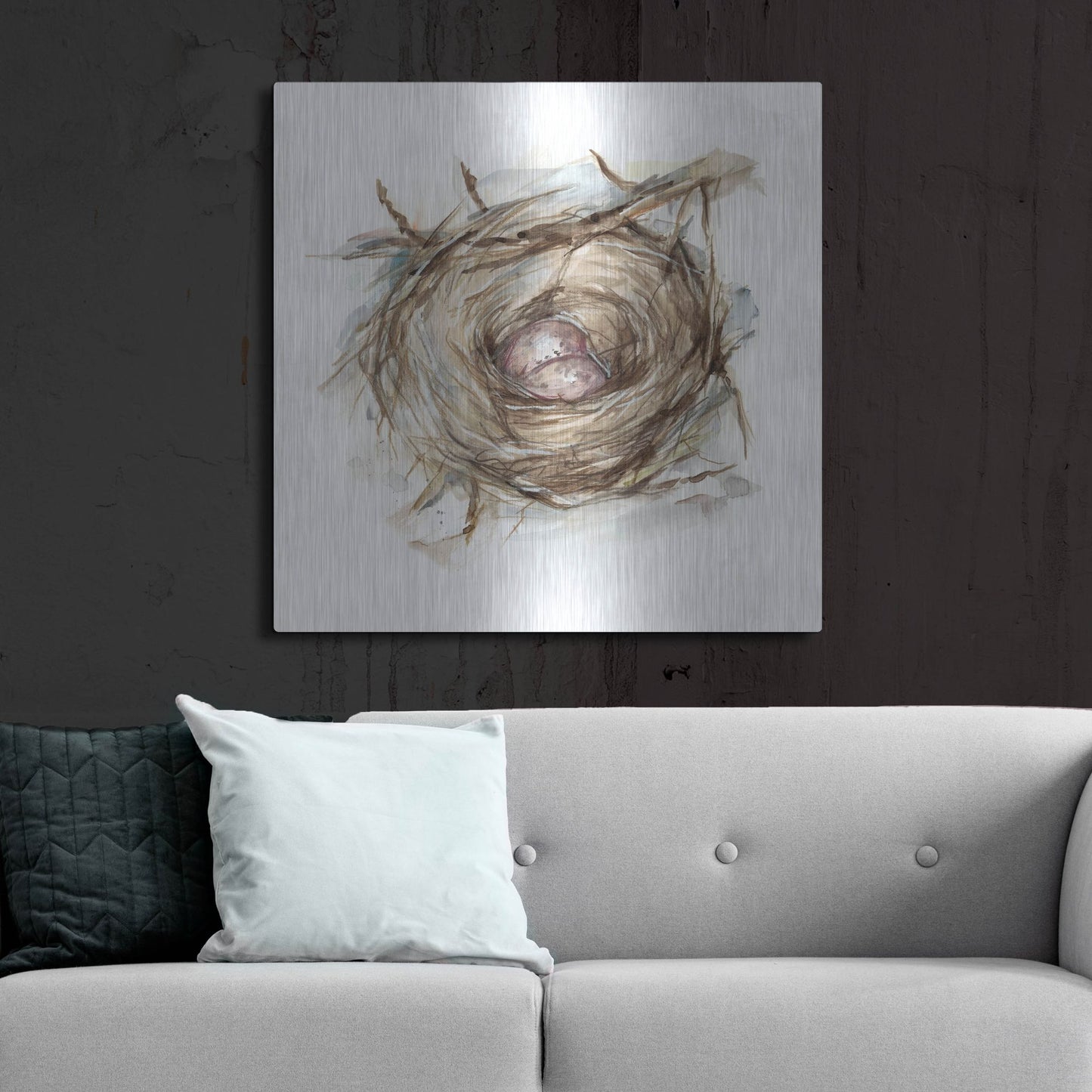 Luxe Metal Art 'Bird Nest Study IV' by Ethan Harper, Metal Wall Art,36x36