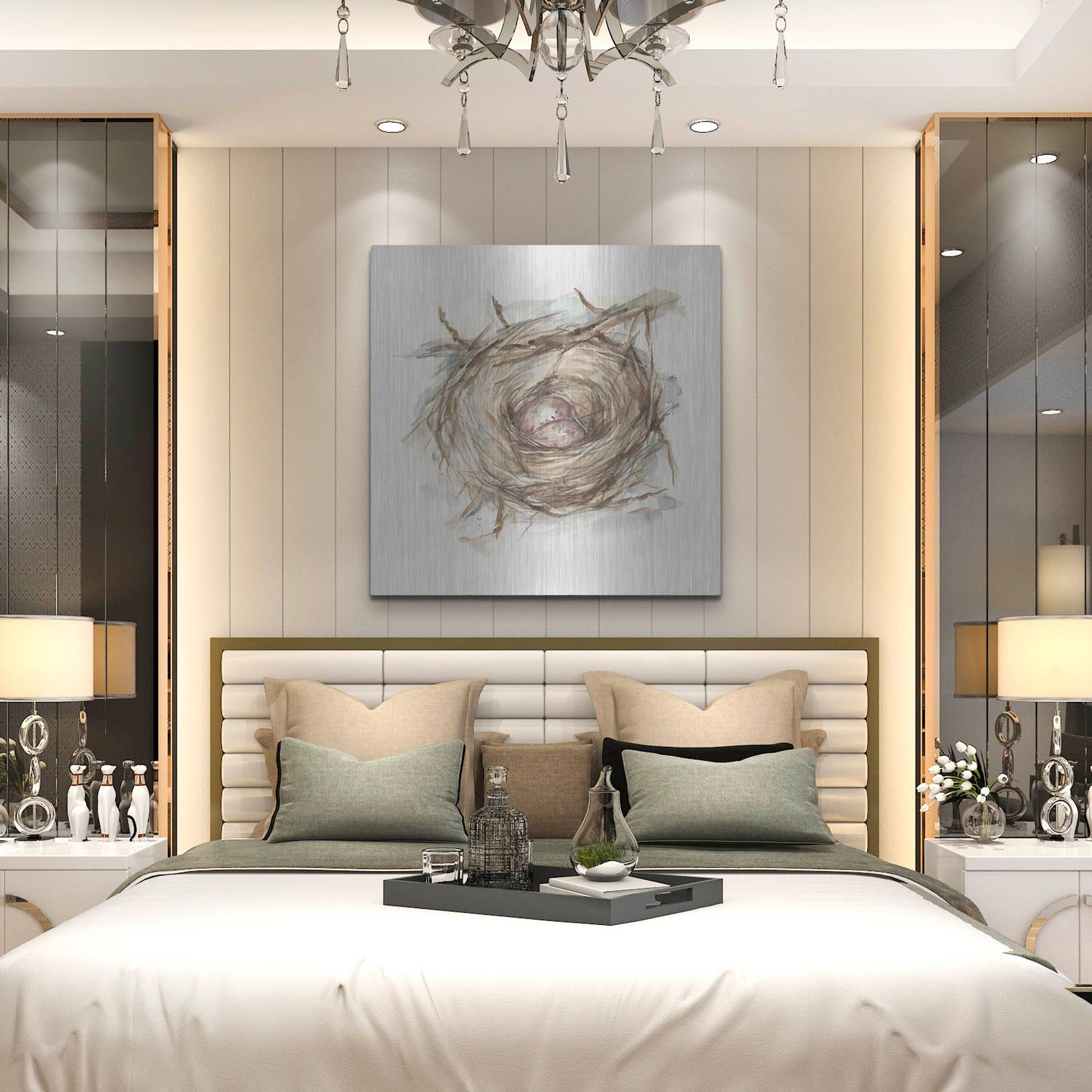 Luxe Metal Art 'Bird Nest Study IV' by Ethan Harper, Metal Wall Art,36x36