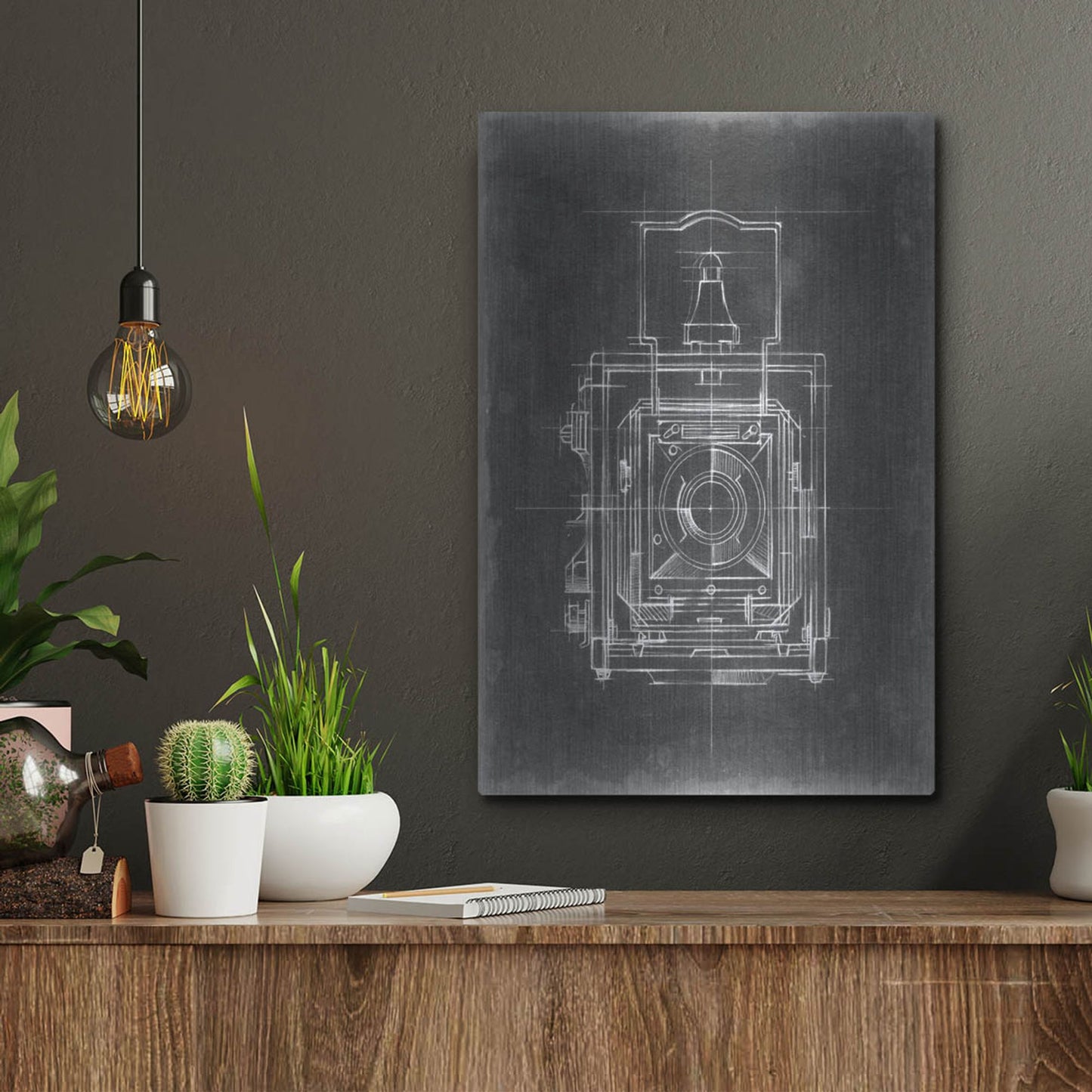 Luxe Metal Art 'Camera Blueprints I' by Ethan Harper, Metal Wall Art,12x16