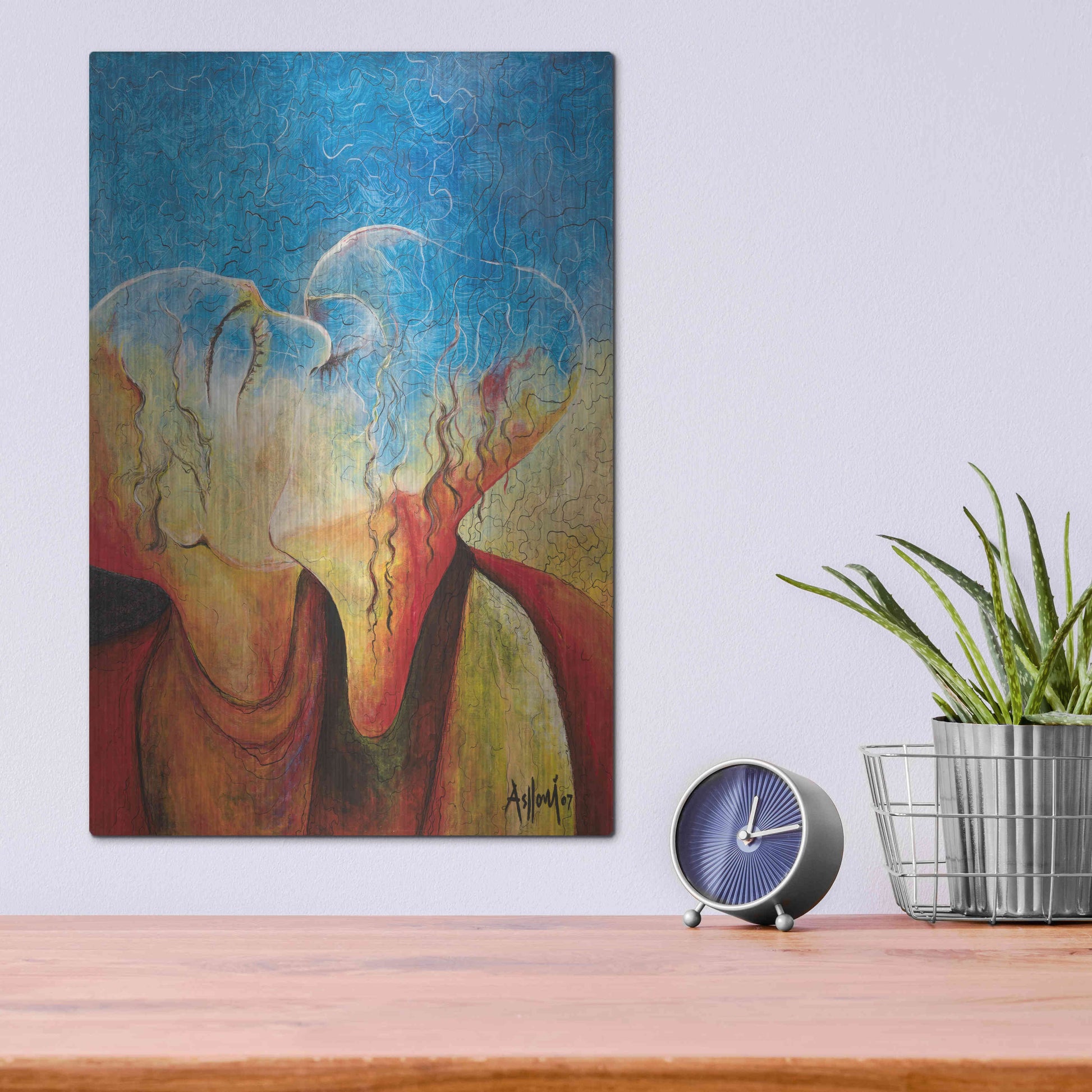 Luxe Metal Art 'The Kiss' by Samedin Asllani, Metal Wall Art,12x16