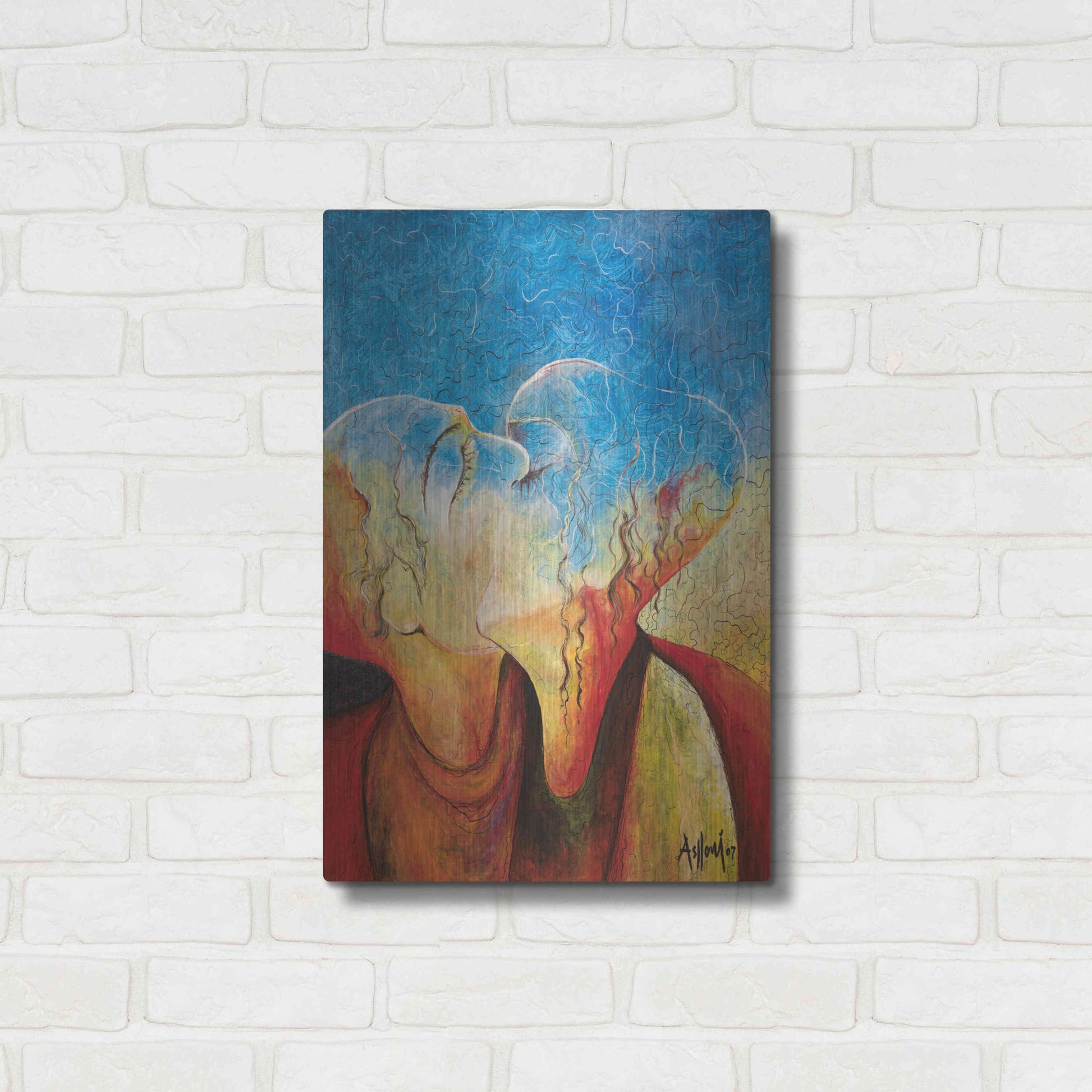 Luxe Metal Art 'The Kiss' by Samedin Asllani, Metal Wall Art,16x24