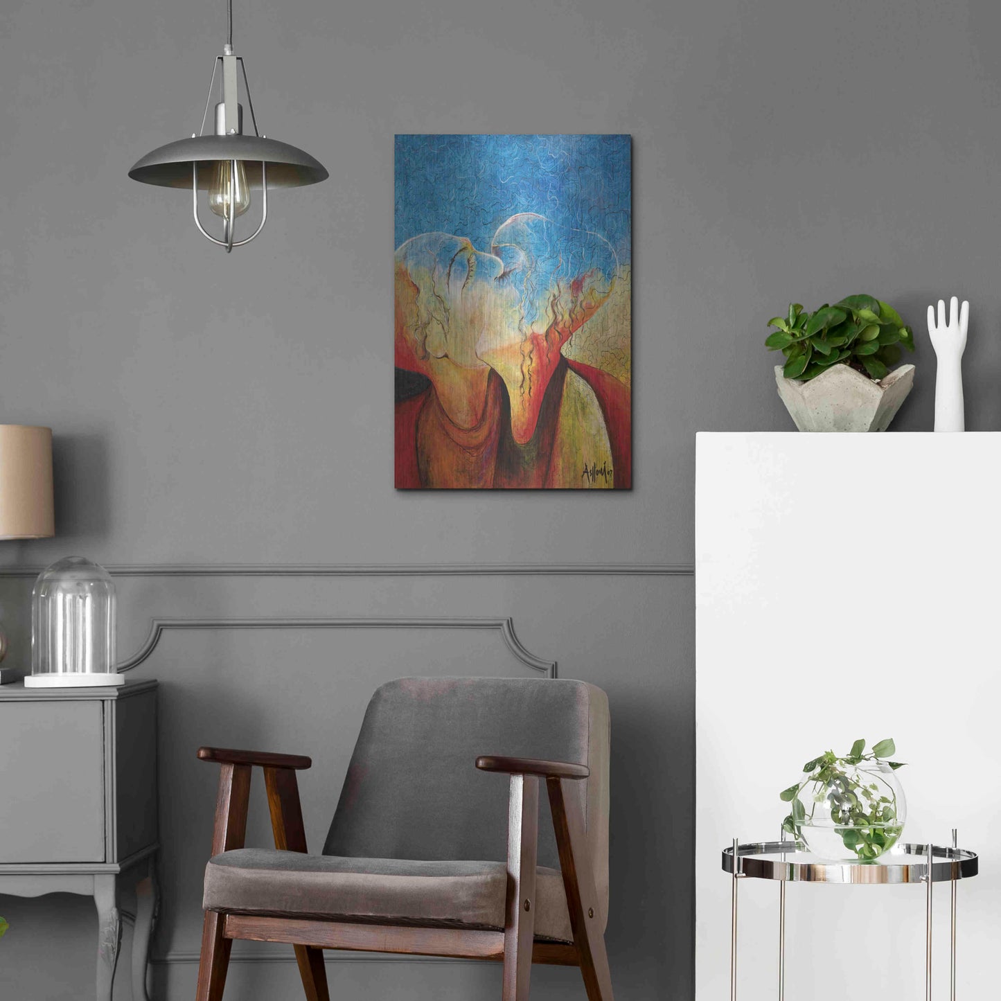 Luxe Metal Art 'The Kiss' by Samedin Asllani, Metal Wall Art,16x24