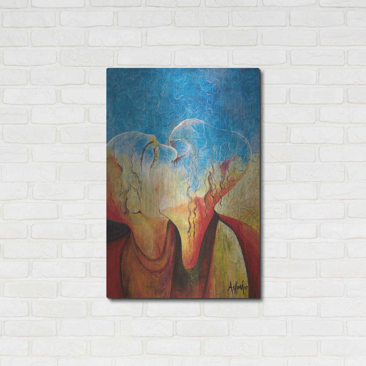 Luxe Metal Art 'The Kiss' by Samedin Asllani, Metal Wall Art,24x36