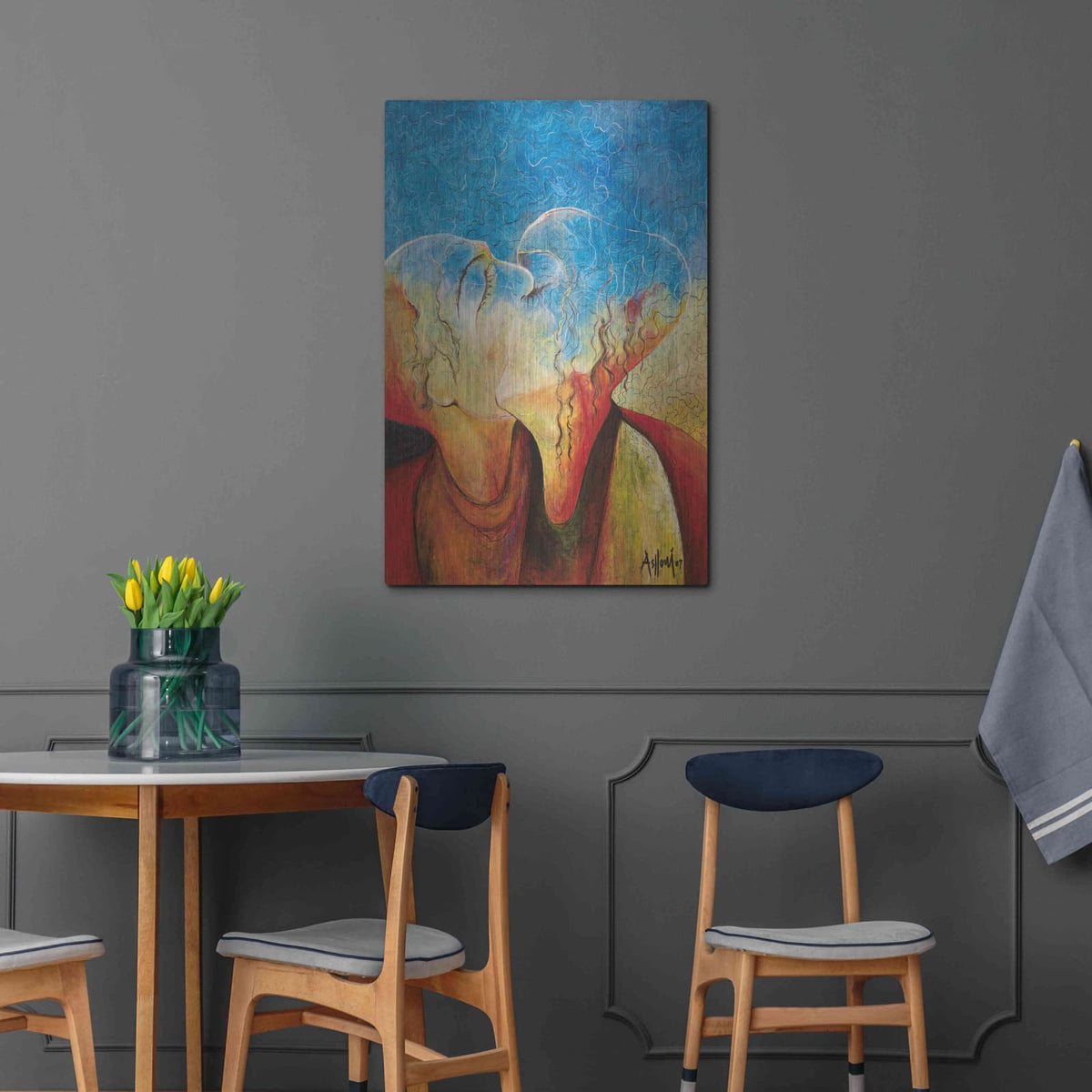 'The Kiss' by Samedin Asllani – Metal Wall Art, 24x36 room view