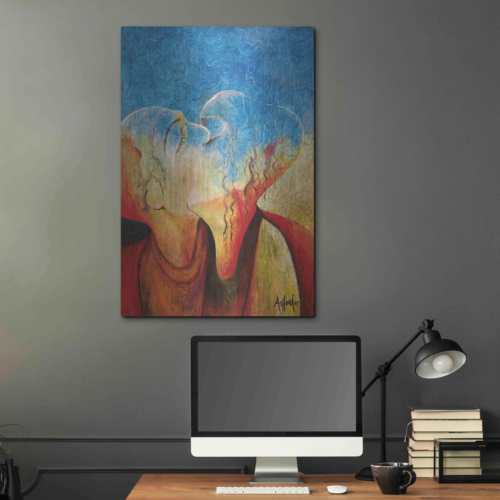 Luxe Metal Art 'The Kiss' by Samedin Asllani, Metal Wall Art,24x36