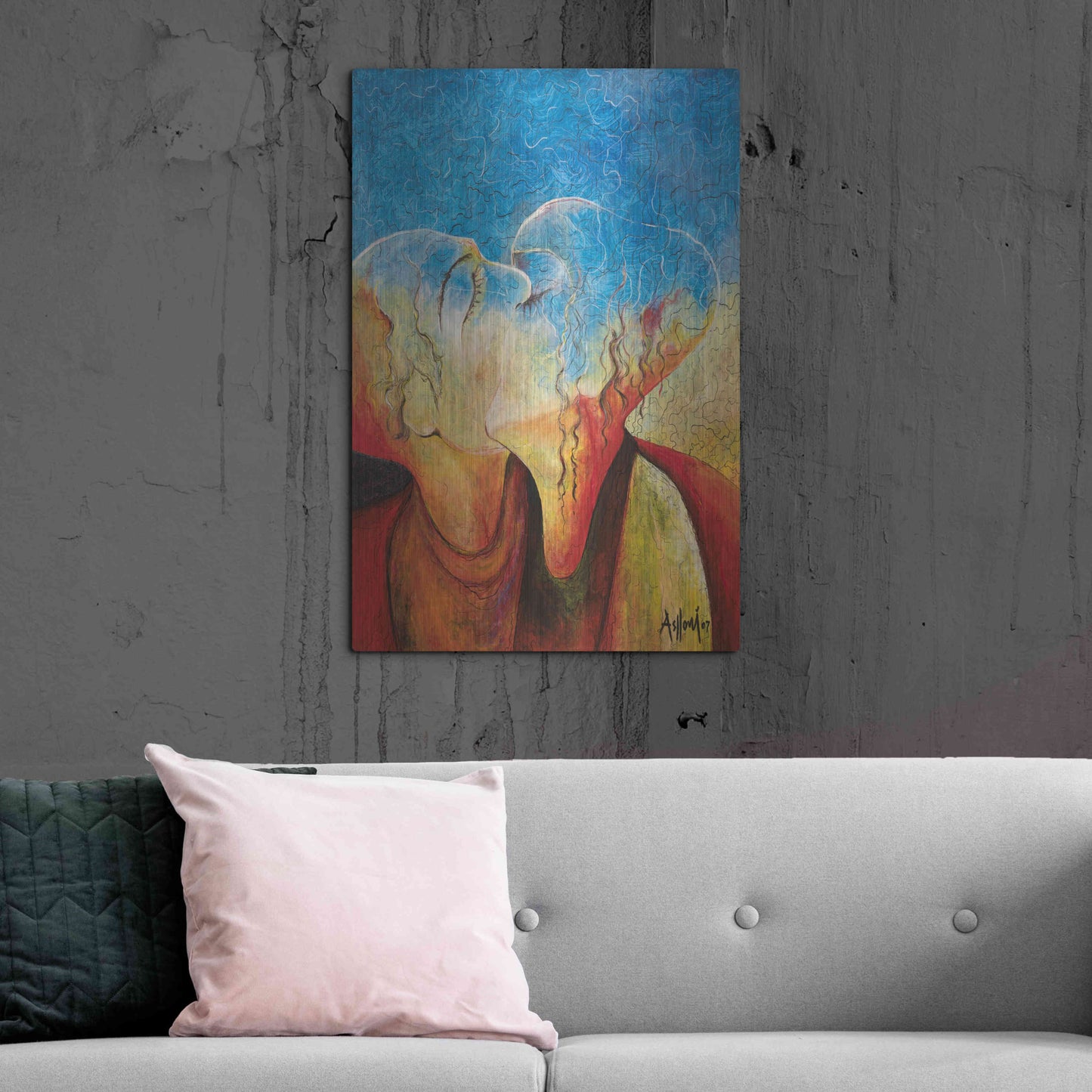 Luxe Metal Art 'The Kiss' by Samedin Asllani, Metal Wall Art,24x36