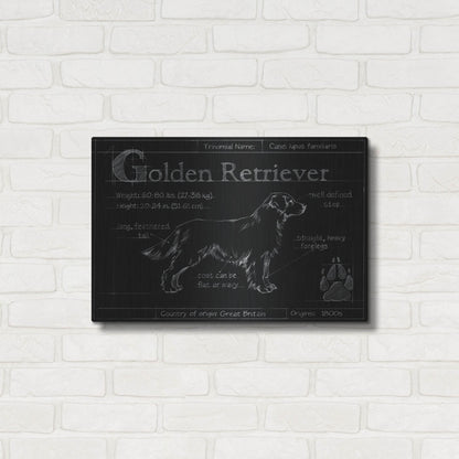 Luxe Metal Art 'Blueprint Golden Retriever' by Ethan Harper, Metal Wall Art,24x16