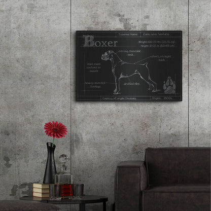 Luxe Metal Art 'Blueprint Boxer' by Ethan Harper, Metal Wall Art,36x24