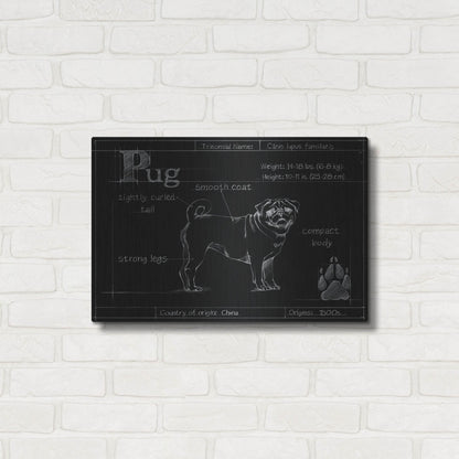 Luxe Metal Art 'Blueprint Pug' by Ethan Harper, Metal Wall Art,24x16