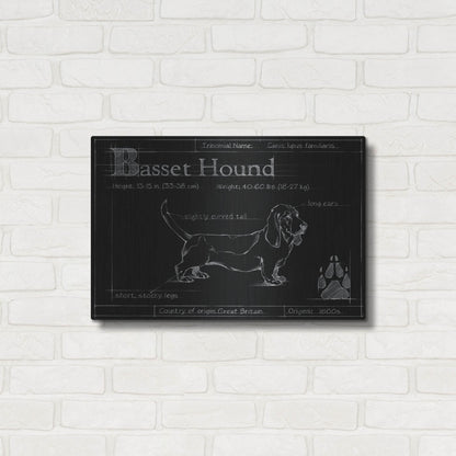 Luxe Metal Art 'Blueprint Bassett Hound' by Ethan Harper, Metal Wall Art,24x16