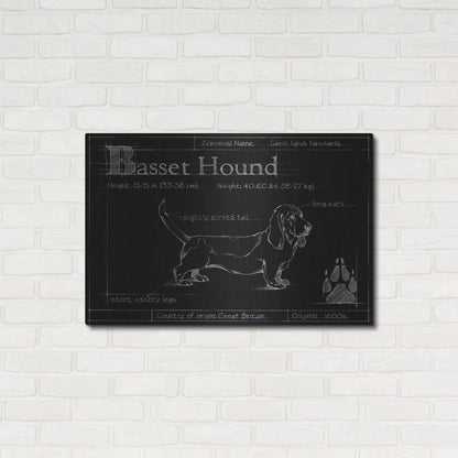 Luxe Metal Art 'Blueprint Bassett Hound' by Ethan Harper, Metal Wall Art,36x24