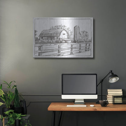 Luxe Metal Art 'Farm Sketch I' by Ethan Harper, Metal Wall Art,36x24