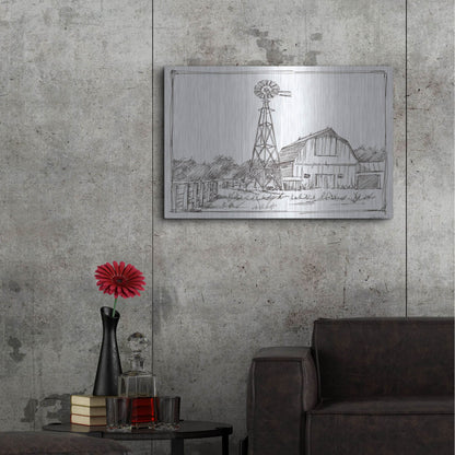 Luxe Metal Art 'Farm Sketch II' by Ethan Harper, Metal Wall Art,36x24