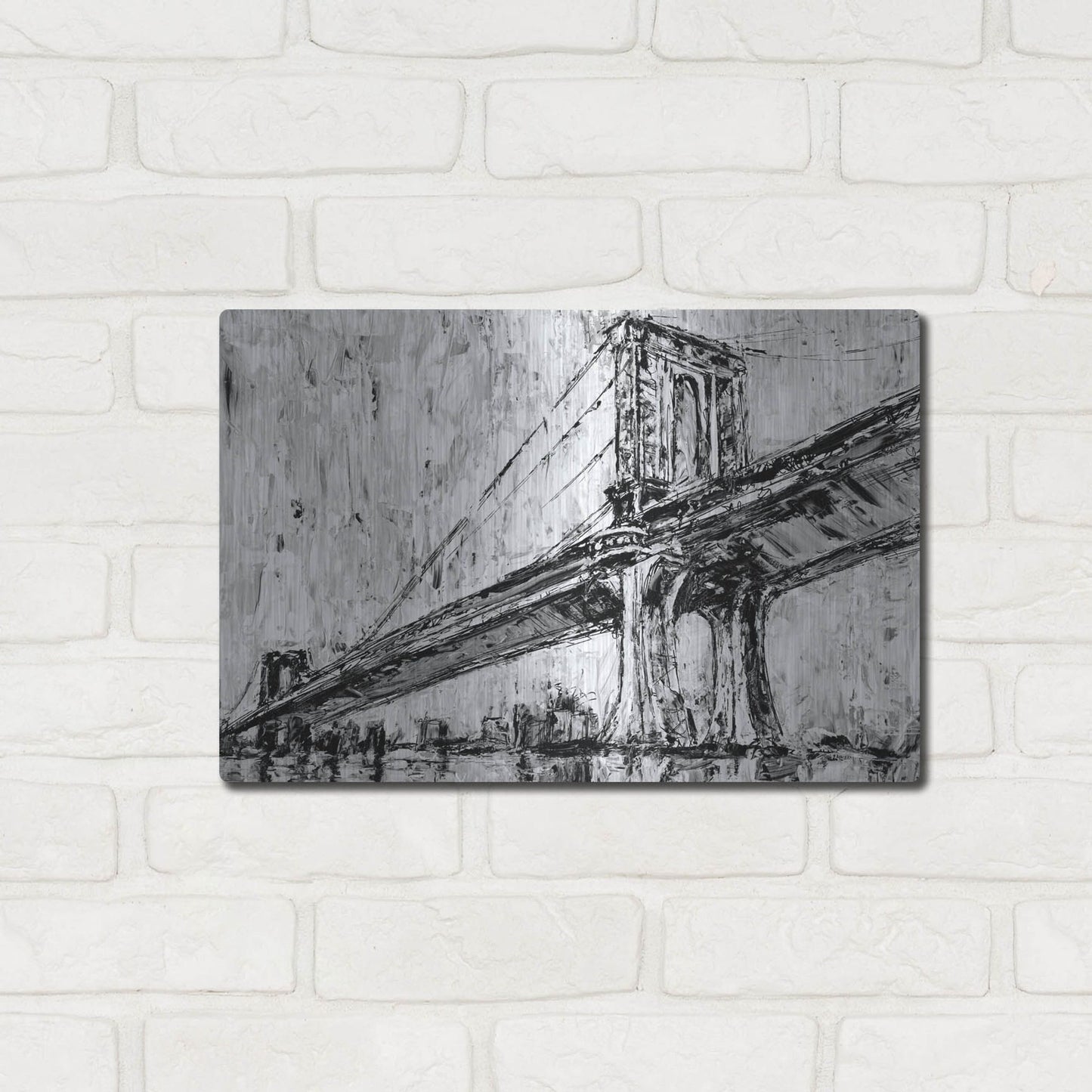 Luxe Metal Art 'Iconic Suspension Bridge I' by Ethan Harper, Metal Wall Art,16x12