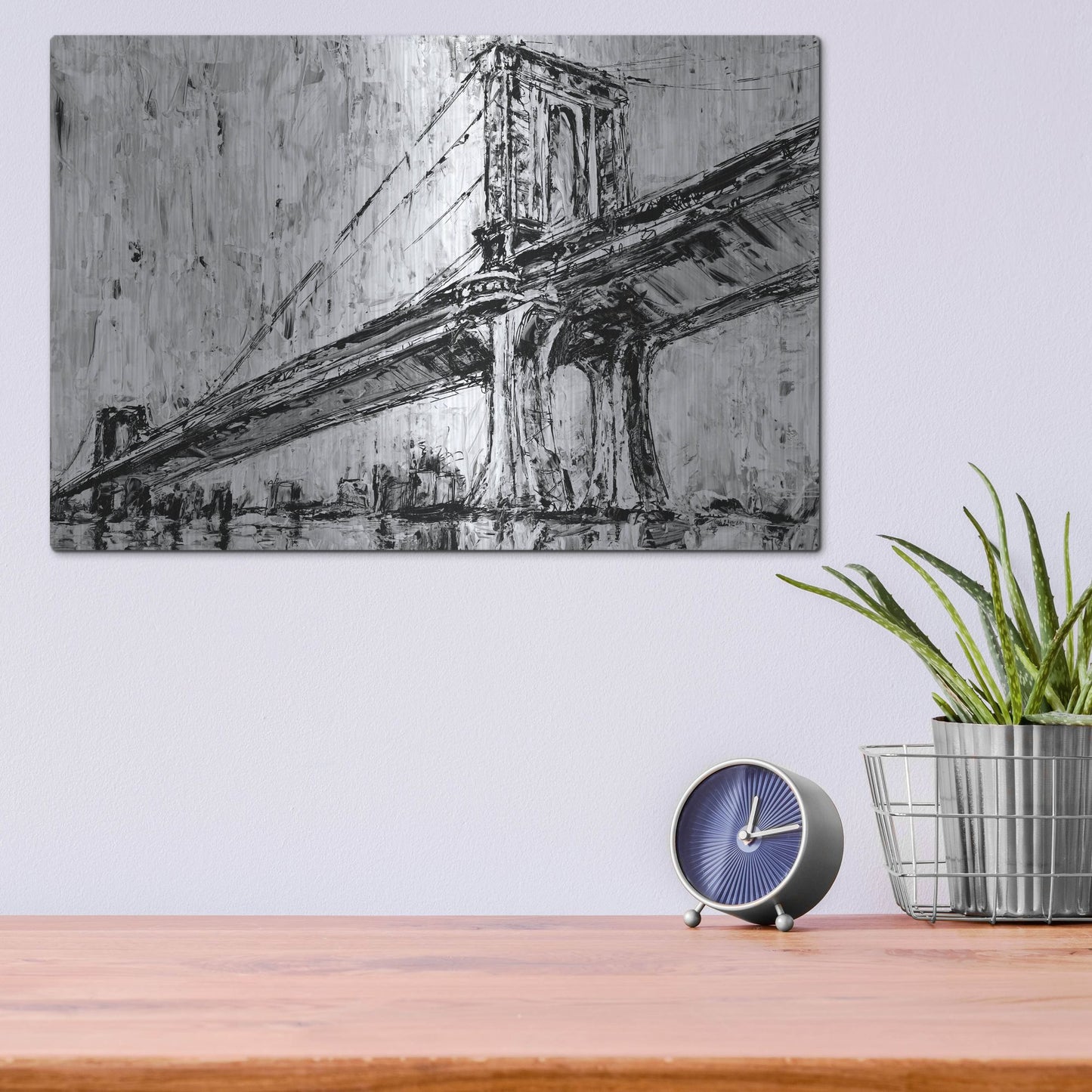 Luxe Metal Art 'Iconic Suspension Bridge I' by Ethan Harper, Metal Wall Art,16x12