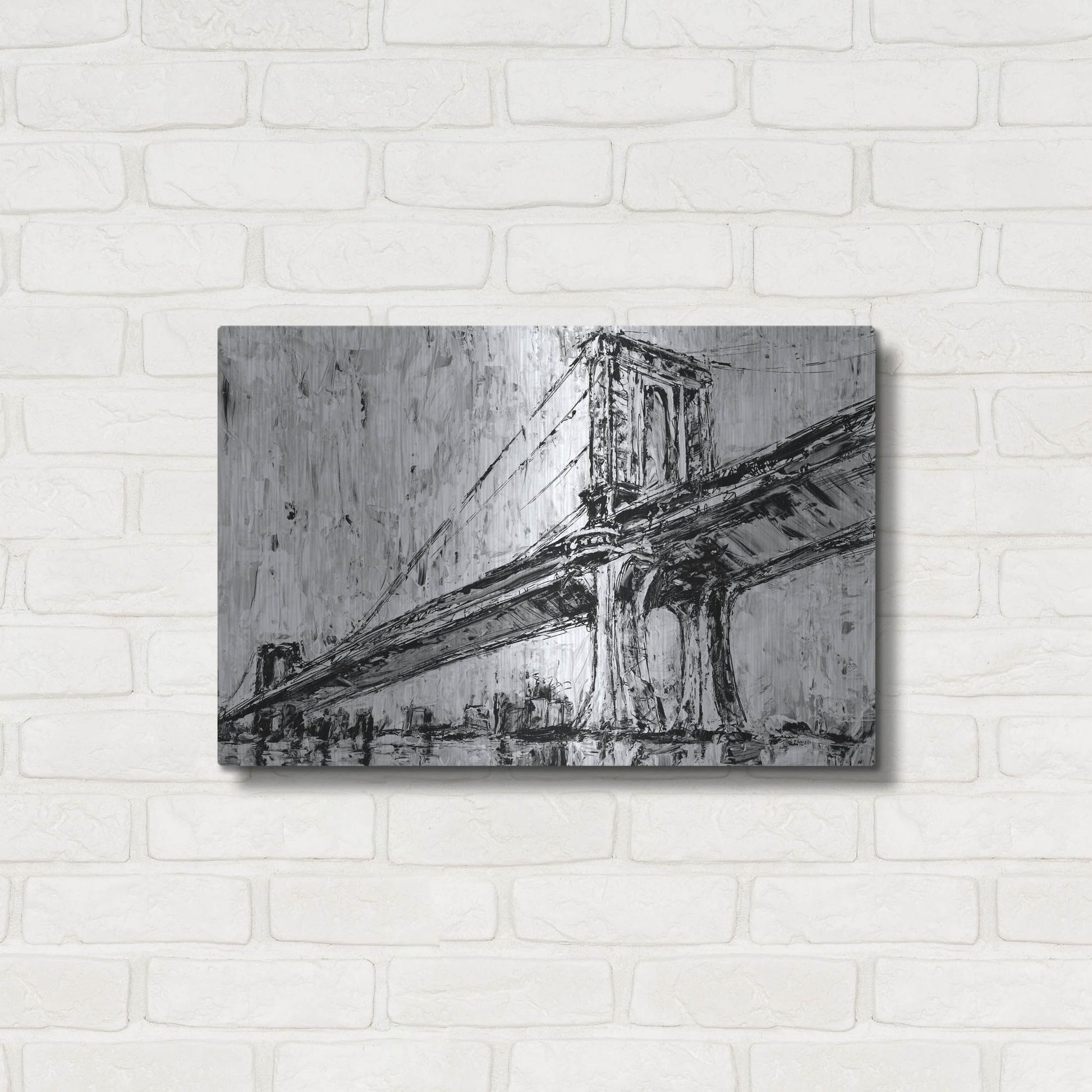 Luxe Metal Art 'Iconic Suspension Bridge I' by Ethan Harper, Metal Wall Art,24x16