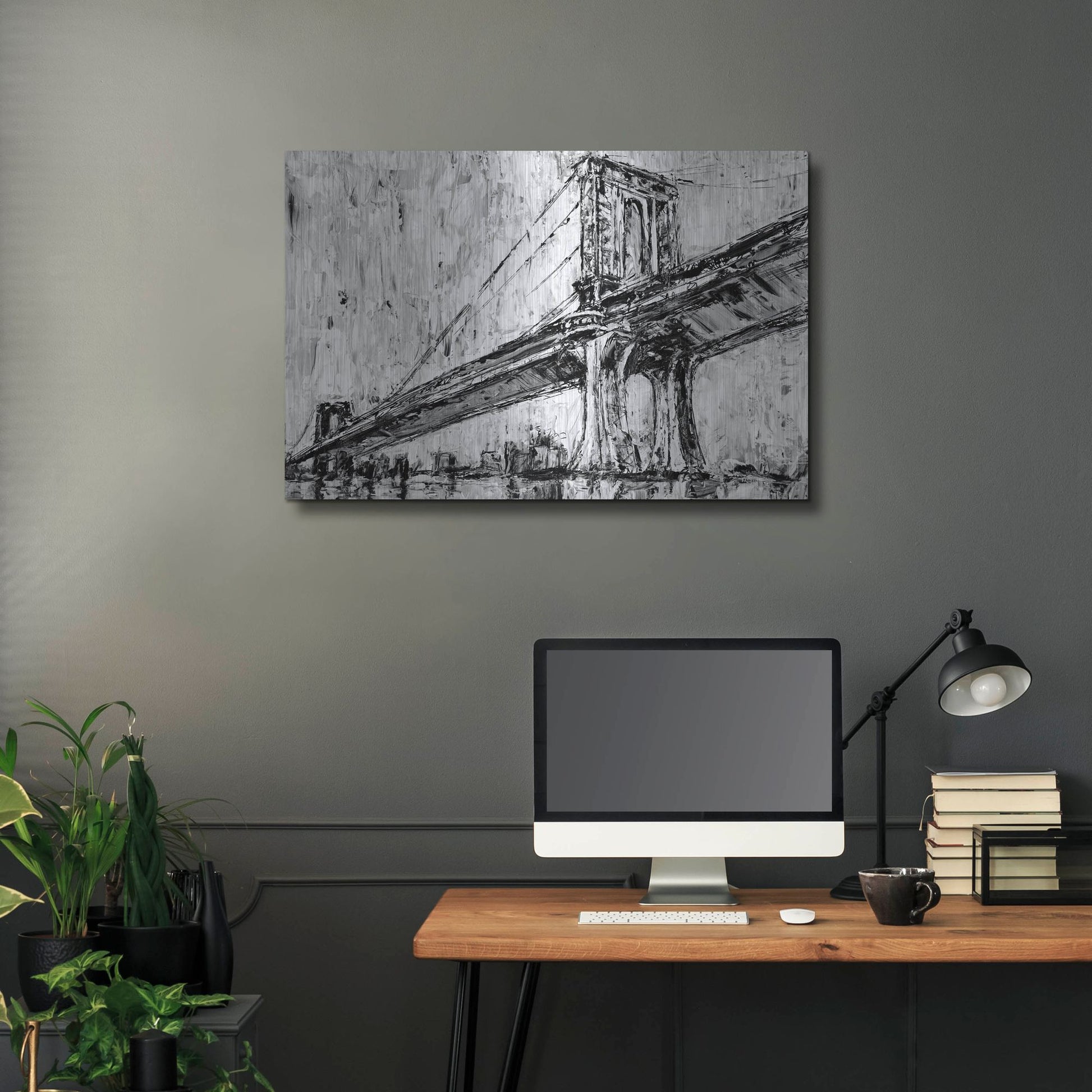 Luxe Metal Art 'Iconic Suspension Bridge I' by Ethan Harper, Metal Wall Art,36x24