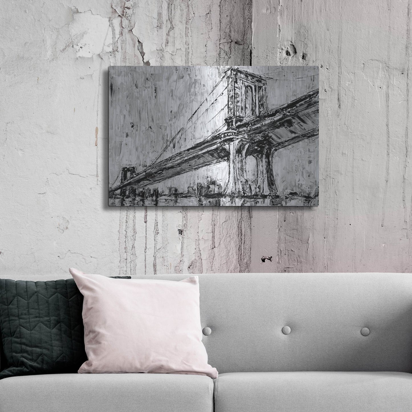 Luxe Metal Art 'Iconic Suspension Bridge I' by Ethan Harper, Metal Wall Art,36x24