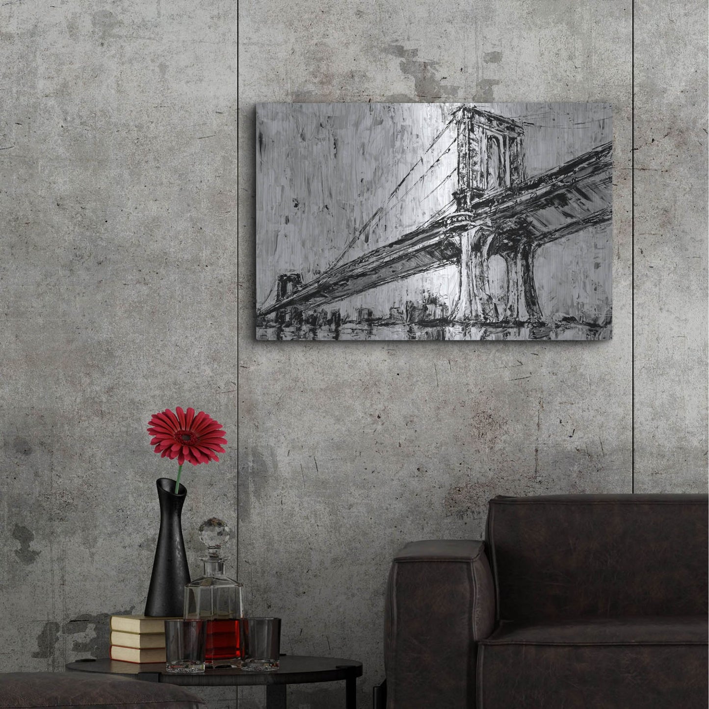 Luxe Metal Art 'Iconic Suspension Bridge I' by Ethan Harper, Metal Wall Art,36x24