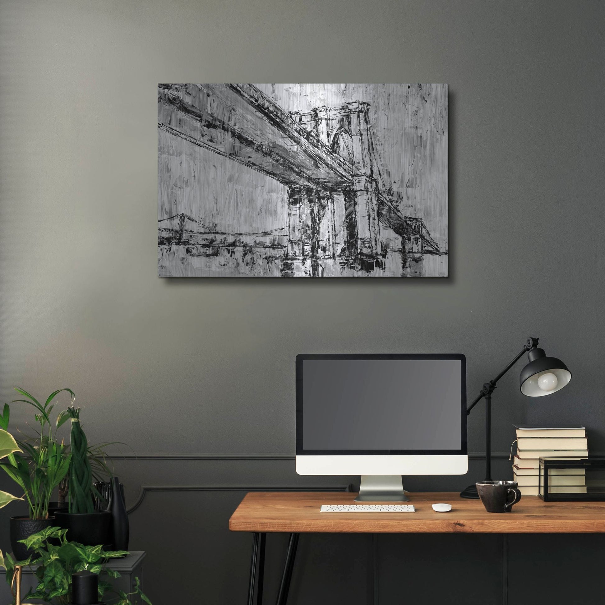 Luxe Metal Art 'Iconic Suspension Bridge II' by Ethan Harper, Metal Wall Art,36x24