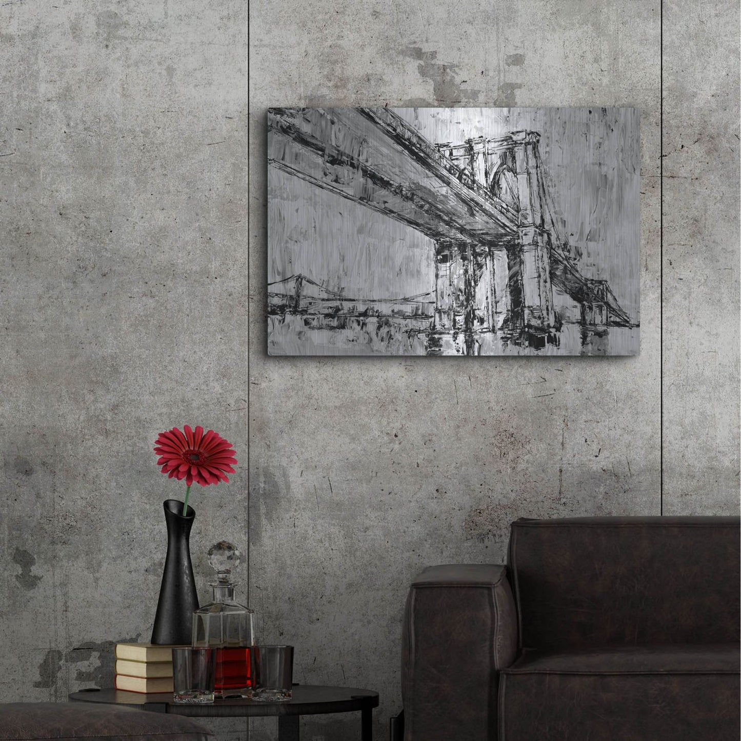 Luxe Metal Art 'Iconic Suspension Bridge II' by Ethan Harper, Metal Wall Art,36x24