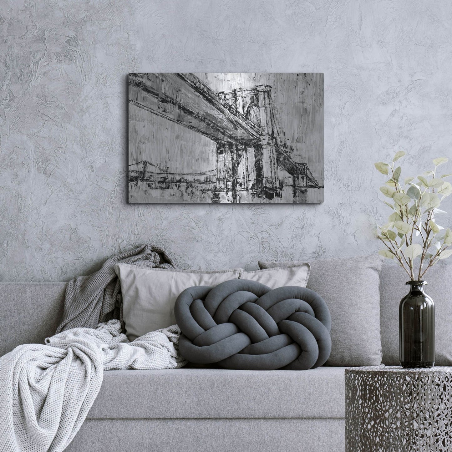 Luxe Metal Art 'Iconic Suspension Bridge II' by Ethan Harper, Metal Wall Art,36x24