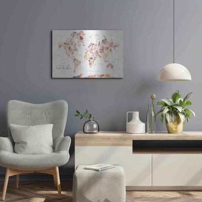 Luxe Metal Art 'Desert Blooms Map' by Laura Marshall, Metal Wall Art,24x16