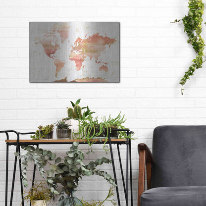 Luxe Metal Art 'Desert Blooms Abstract Map' by Laura Marshall, Metal Wall Art,16x12