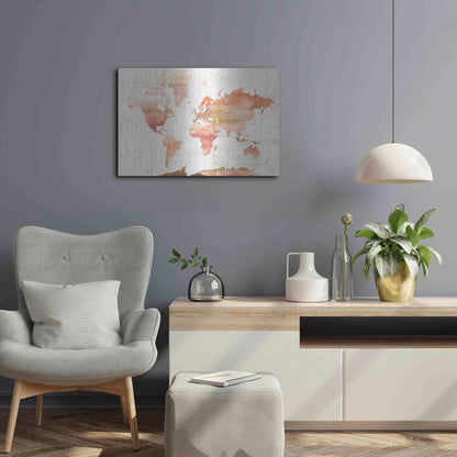 Luxe Metal Art 'Desert Blooms Abstract Map' by Laura Marshall, Metal Wall Art,24x16