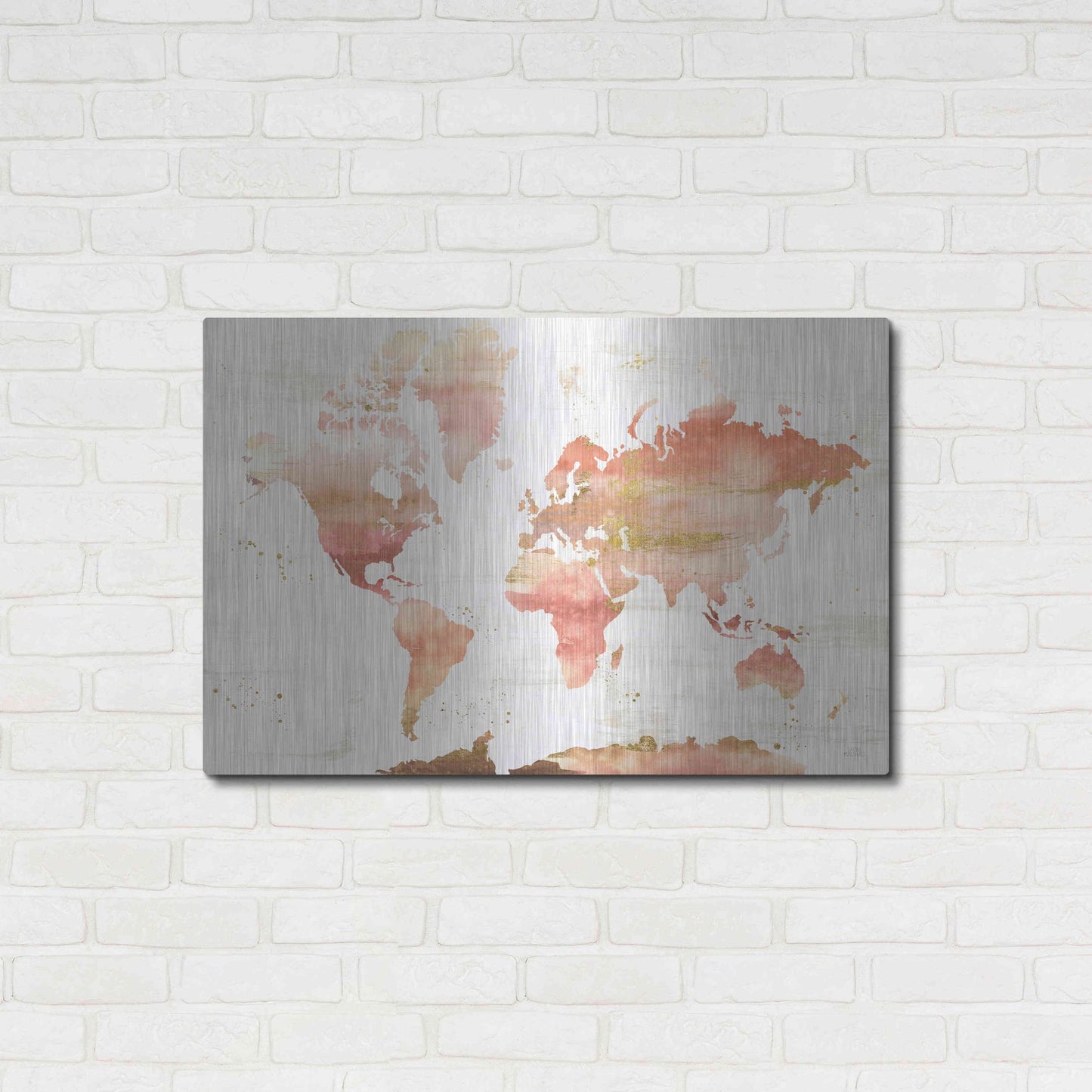 Luxe Metal Art 'Desert Blooms Abstract Map' by Laura Marshall, Metal Wall Art,36x24