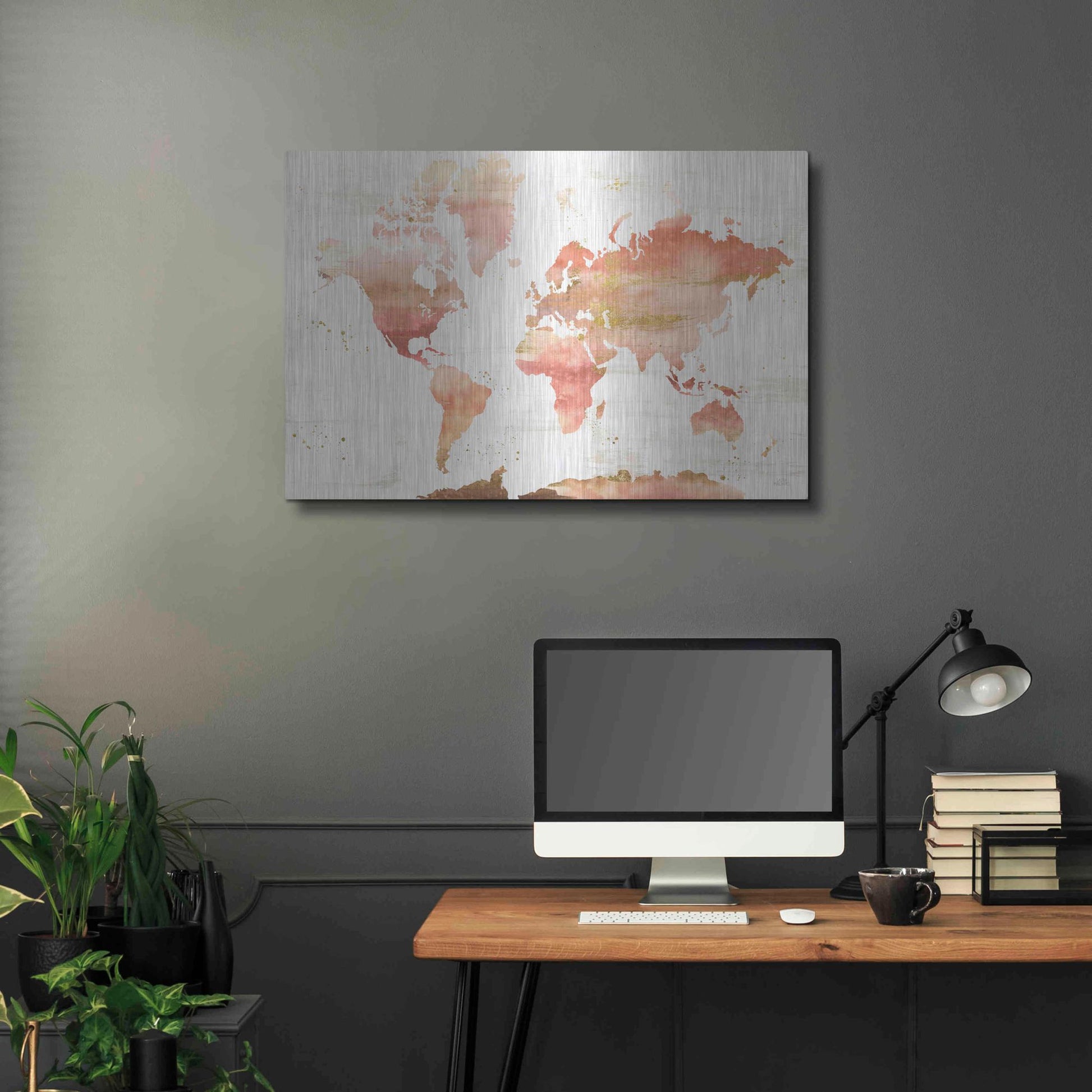 Luxe Metal Art 'Desert Blooms Abstract Map' by Laura Marshall, Metal Wall Art,36x24