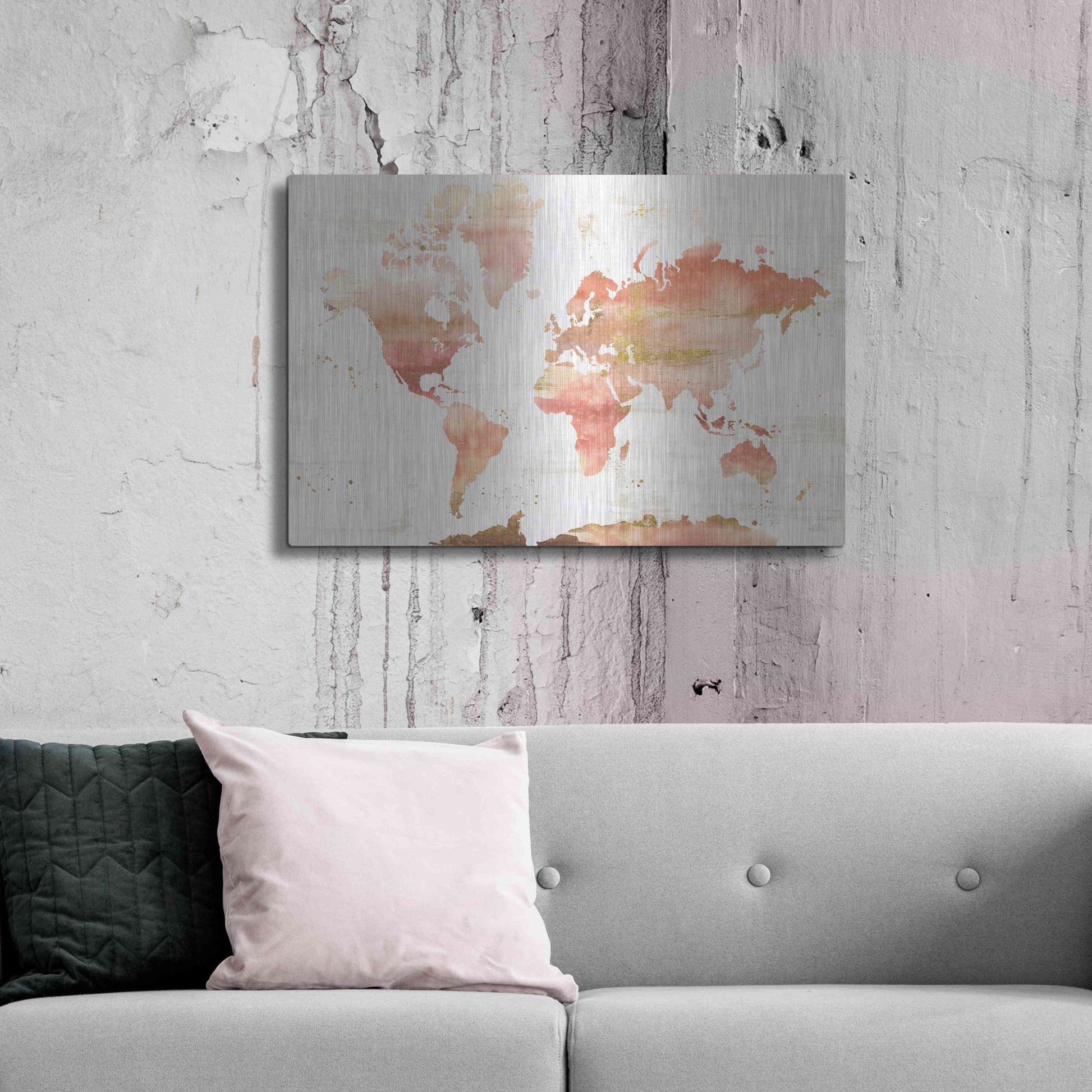 Luxe Metal Art 'Desert Blooms Abstract Map' by Laura Marshall, Metal Wall Art,36x24