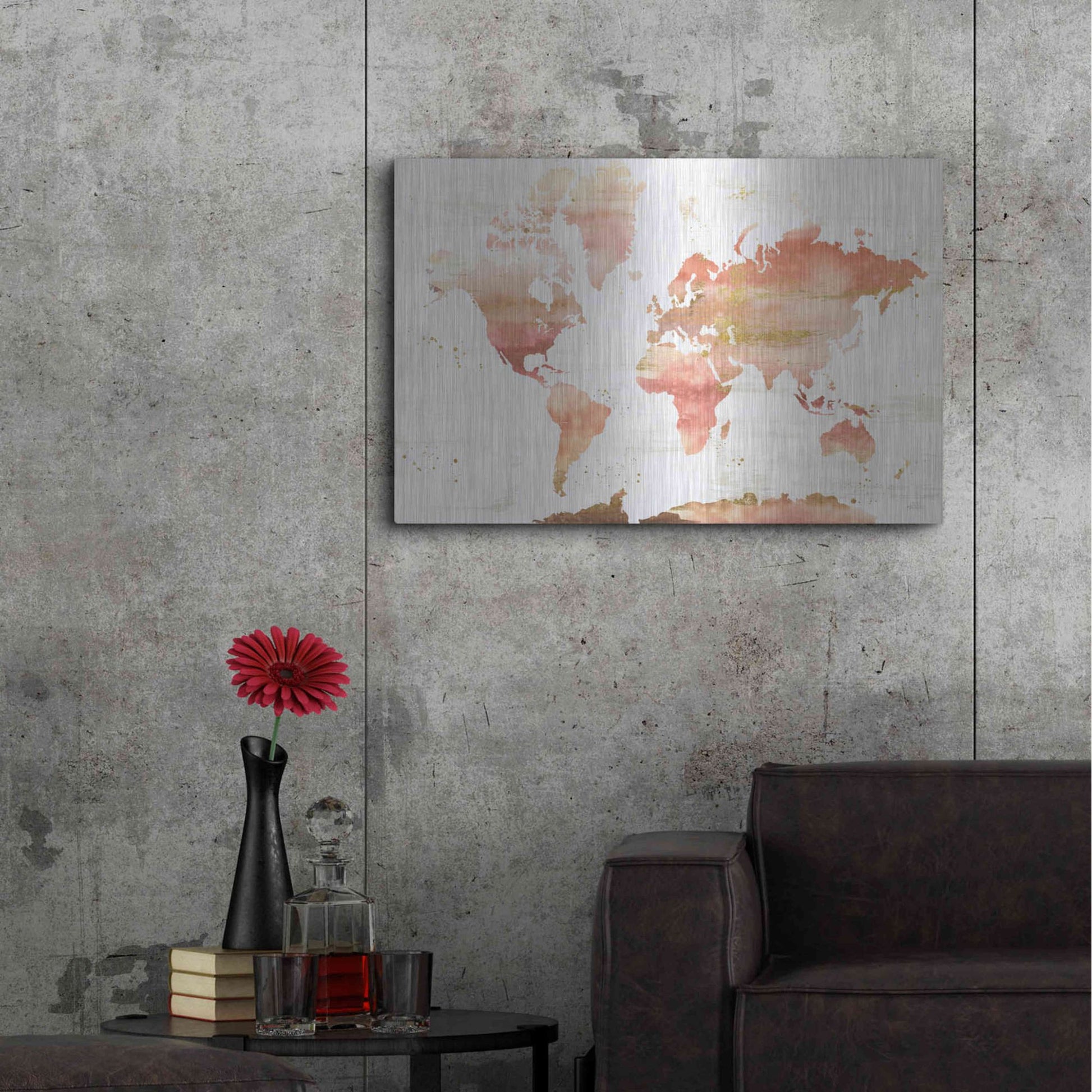 Luxe Metal Art 'Desert Blooms Abstract Map' by Laura Marshall, Metal Wall Art,36x24