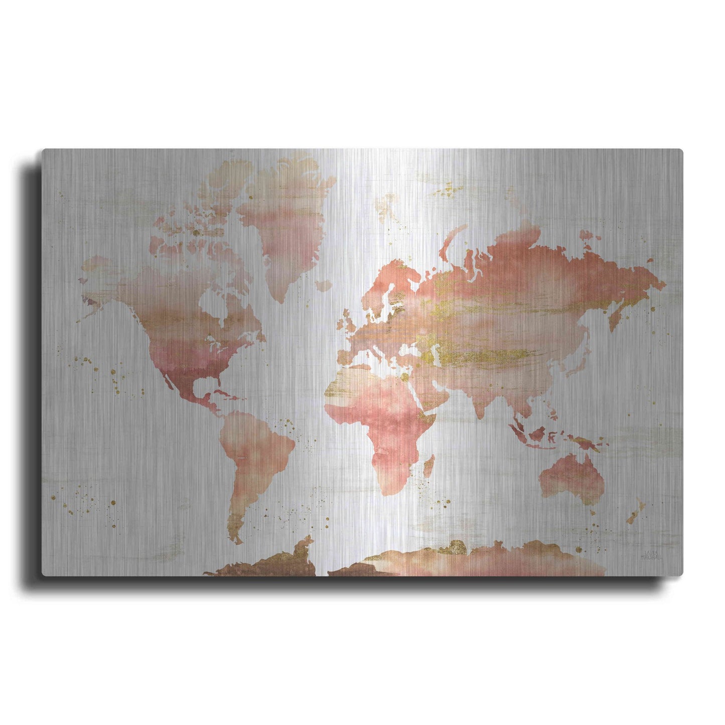 Luxe Metal Art 'Desert Blooms Abstract Map' by Laura Marshall, Metal Wall Art