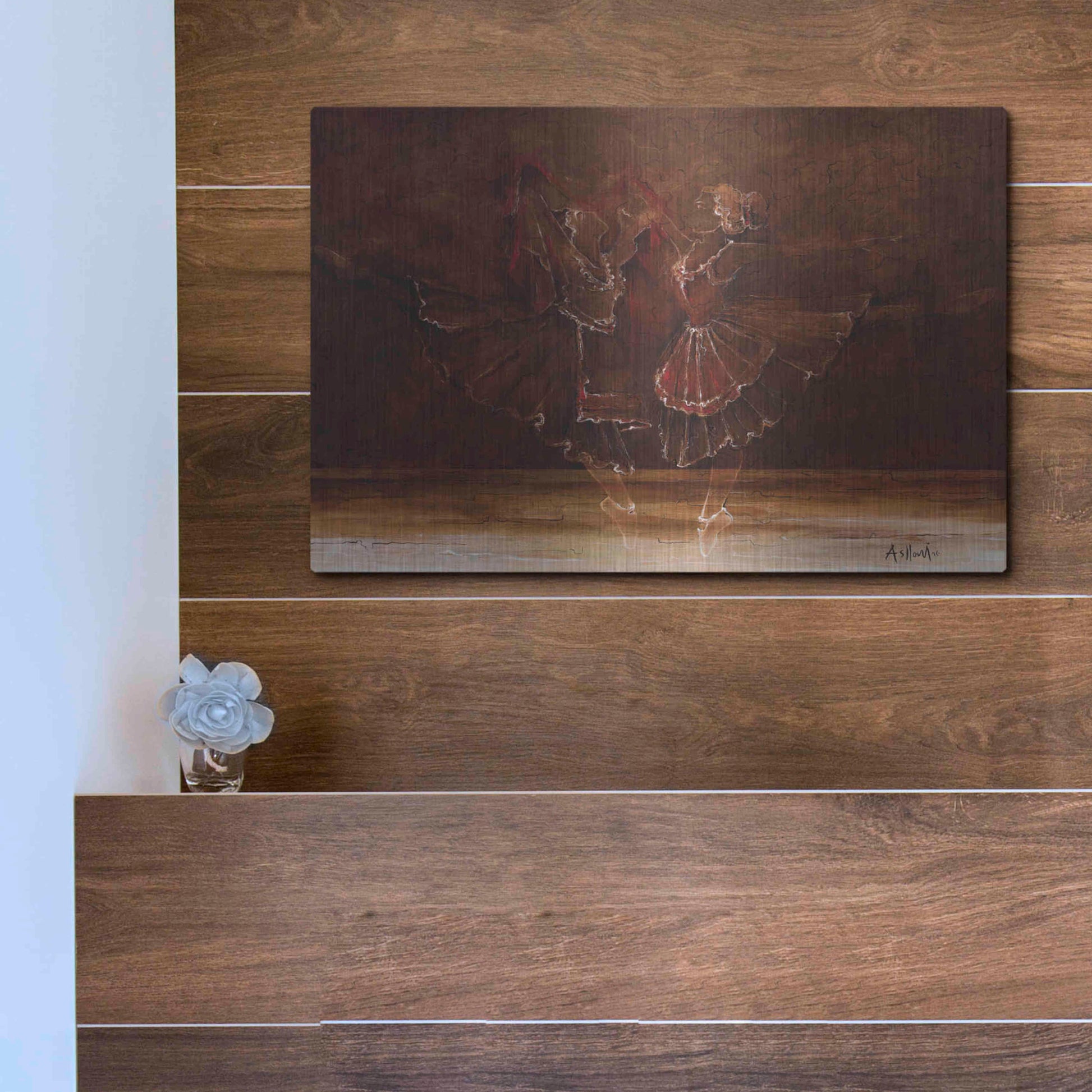 Luxe Metal Art 'Ballerinas' by Samedin Asllani, Metal Wall Art,16x12