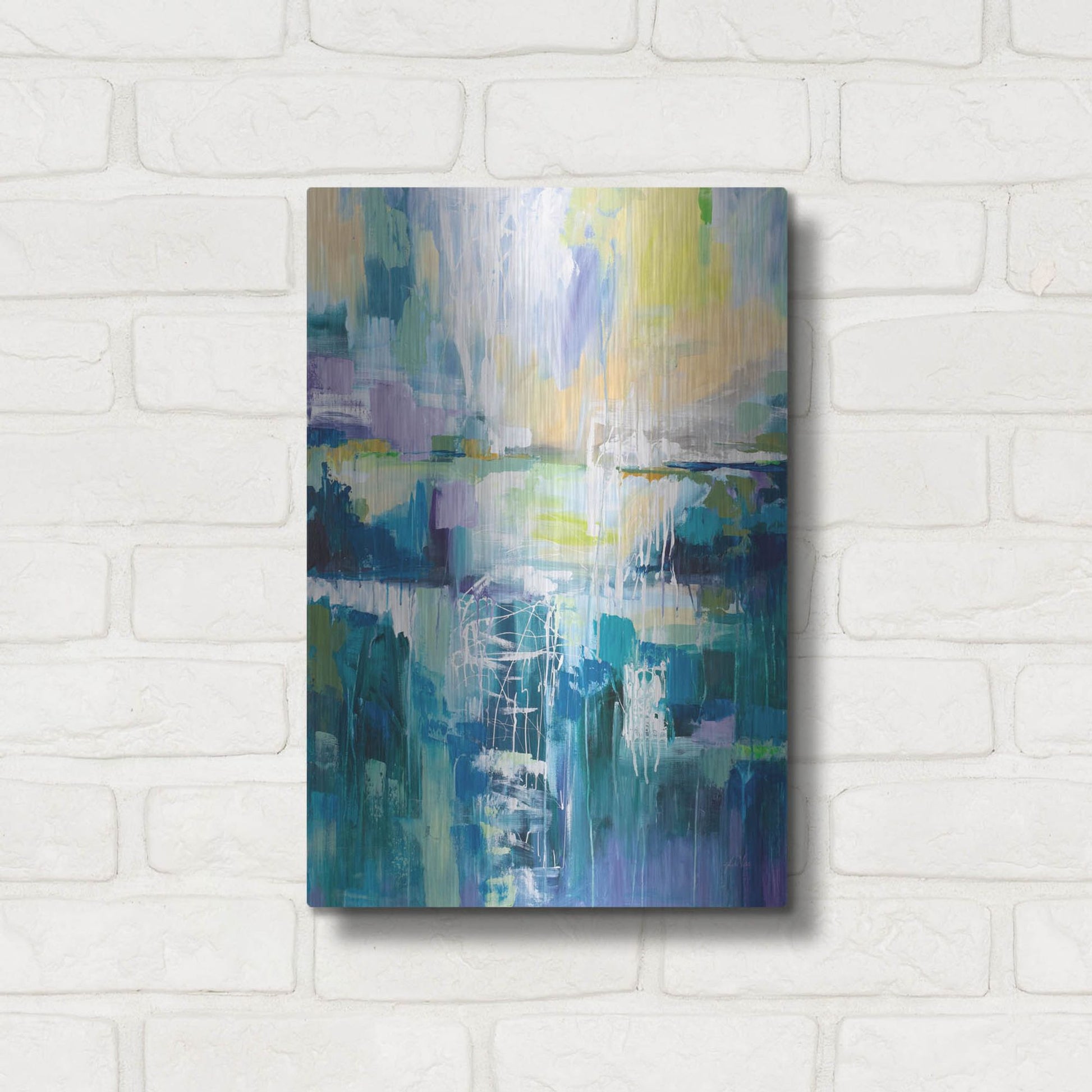 Luxe Metal Art 'Into the Water' by Jeanette Vertentes, Metal Wall Art,12x16