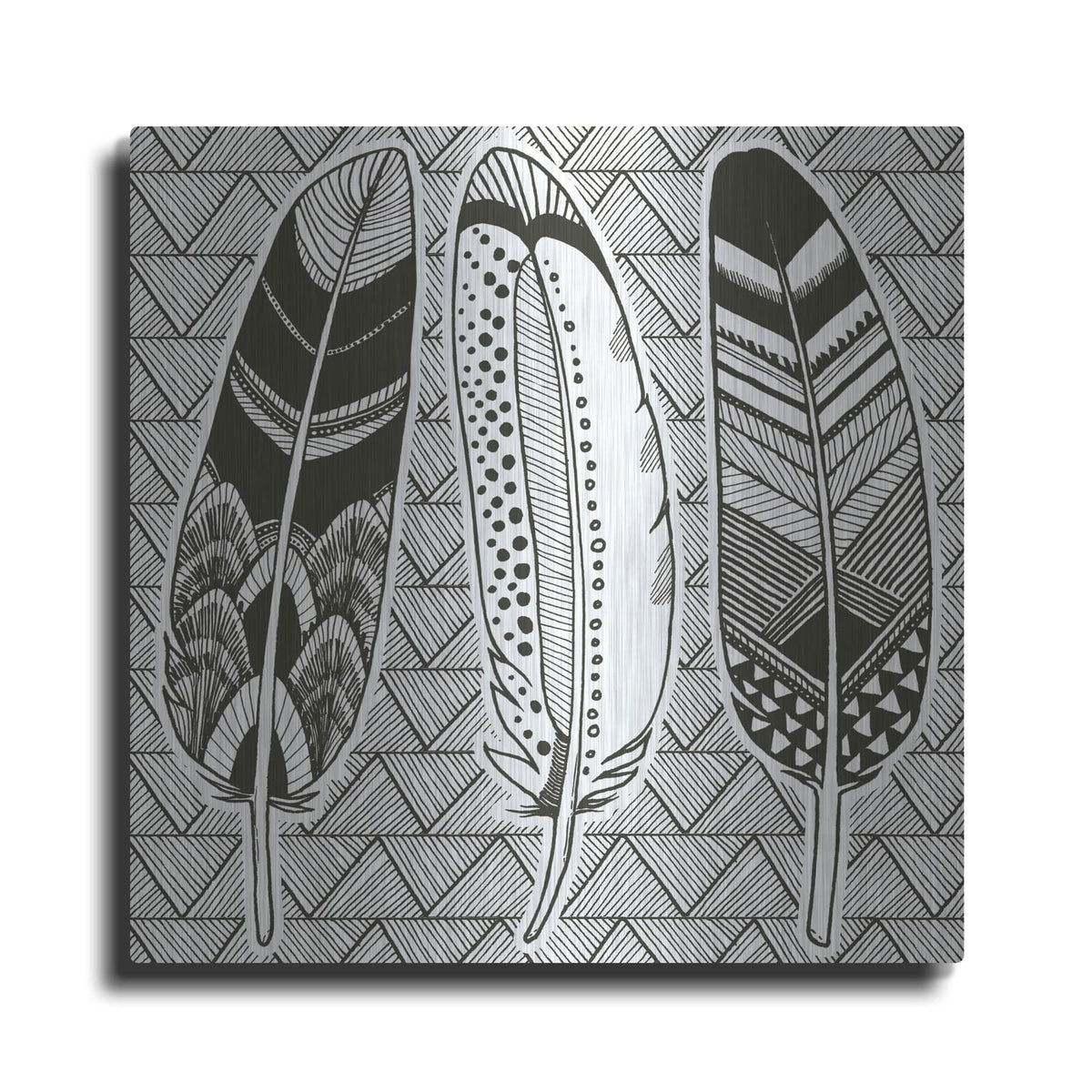 'Geo Feathers I Zentangle' by Sara Zieve Miller – Metal Wall Art