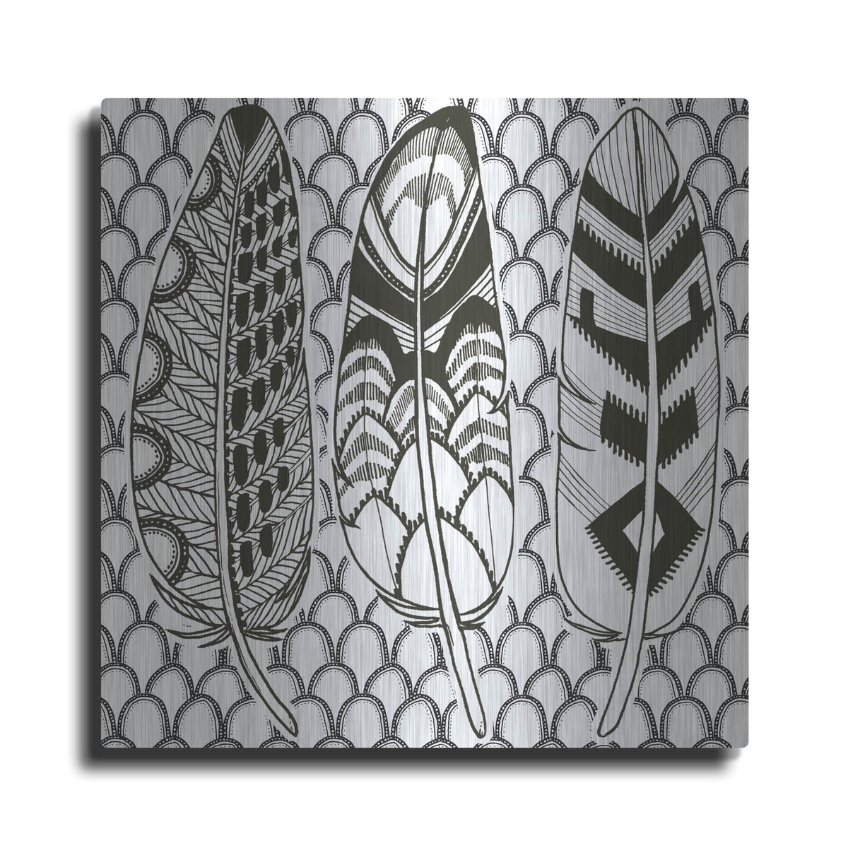'Geo Feathers III Zentangle' by Sara Zieve Miller – Metal Wall Art