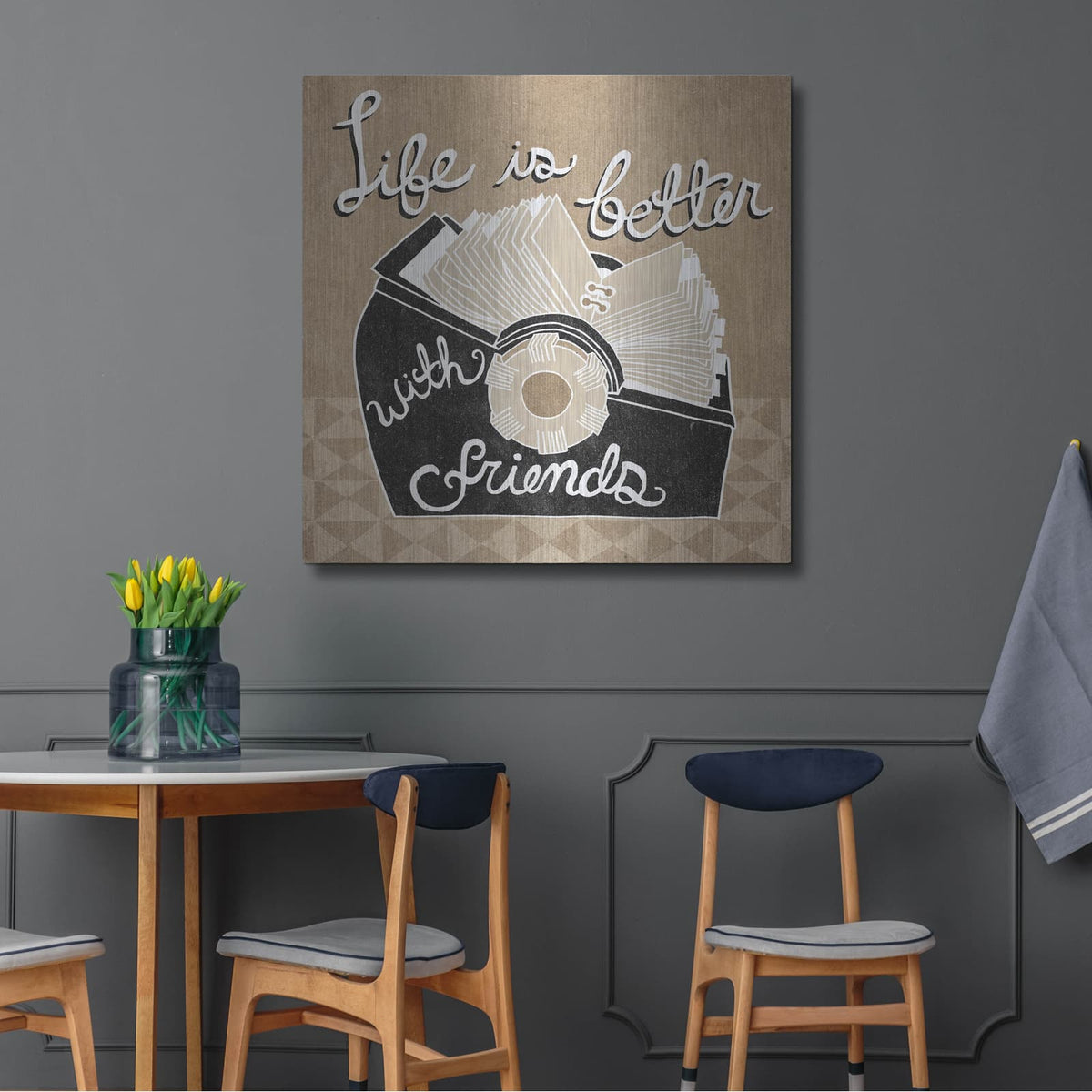 'Life is Better with Friends' by Mary Urban – Metal Wall Art, 36x36 room view