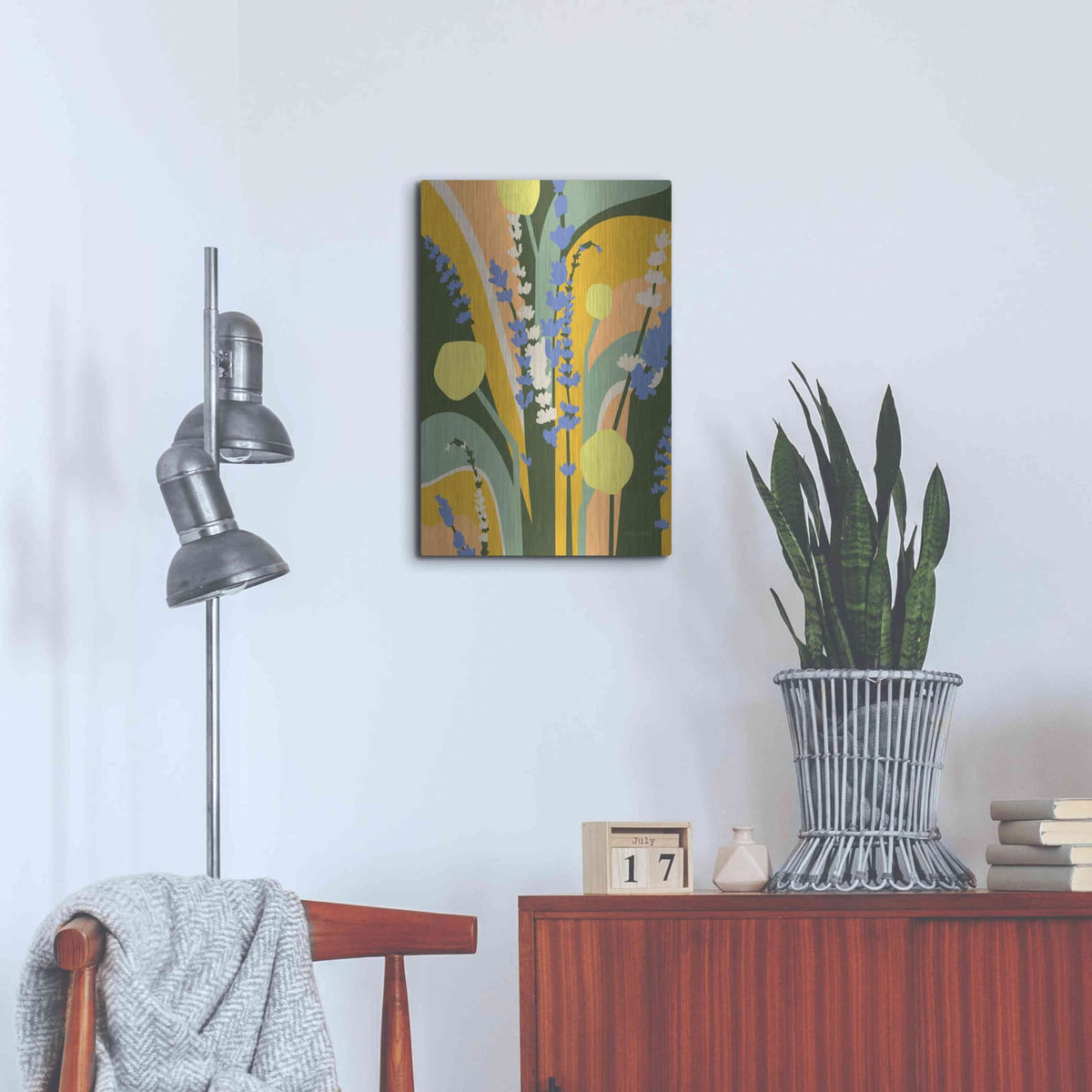 'Lavender and Craspedia' by Megan Gallagher – Metal Wall Art, 16x24 room view