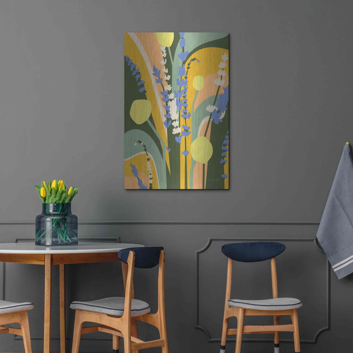 'Lavender and Craspedia' by Megan Gallagher – Metal Wall Art, 24x36 room view