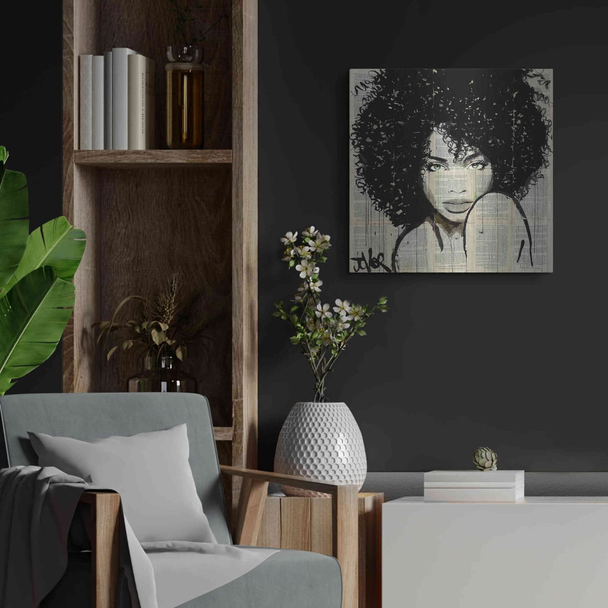 'Angel' by Loui Jover – Metal Wall Art, 24x24 room view