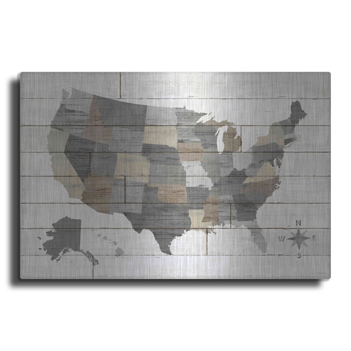 'Barnboard Map Neutral' by Sue Schlabach – Metal Wall Art