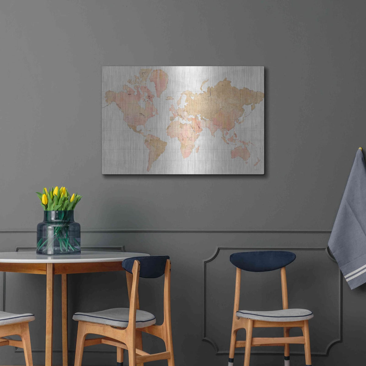 'Across the World Champagne' by Sue Schlabach – Metal Wall Art, 36x24 room view