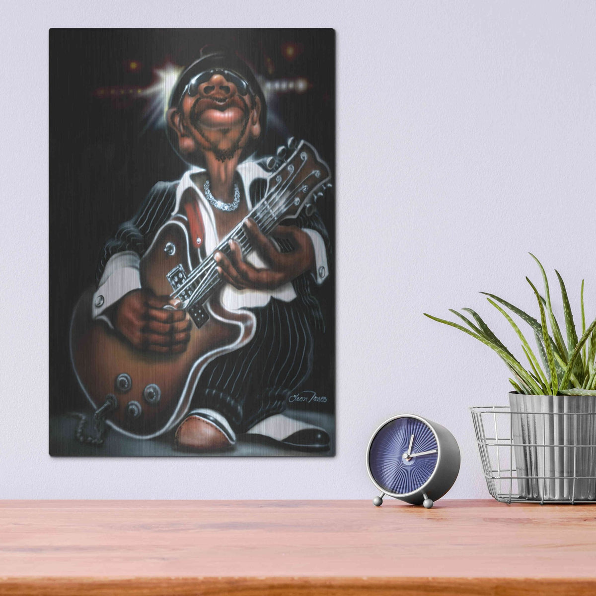 Luxe Metal Art 'Jazzman Cool' by Leonard Jones, Metal Wall Art,12x16