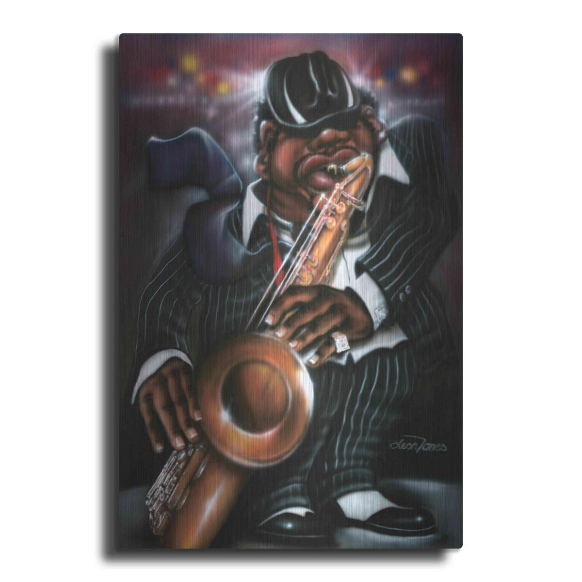 Luxe Metal Art 'Jazzman Moe' by Leonard Jones, Metal Wall Art